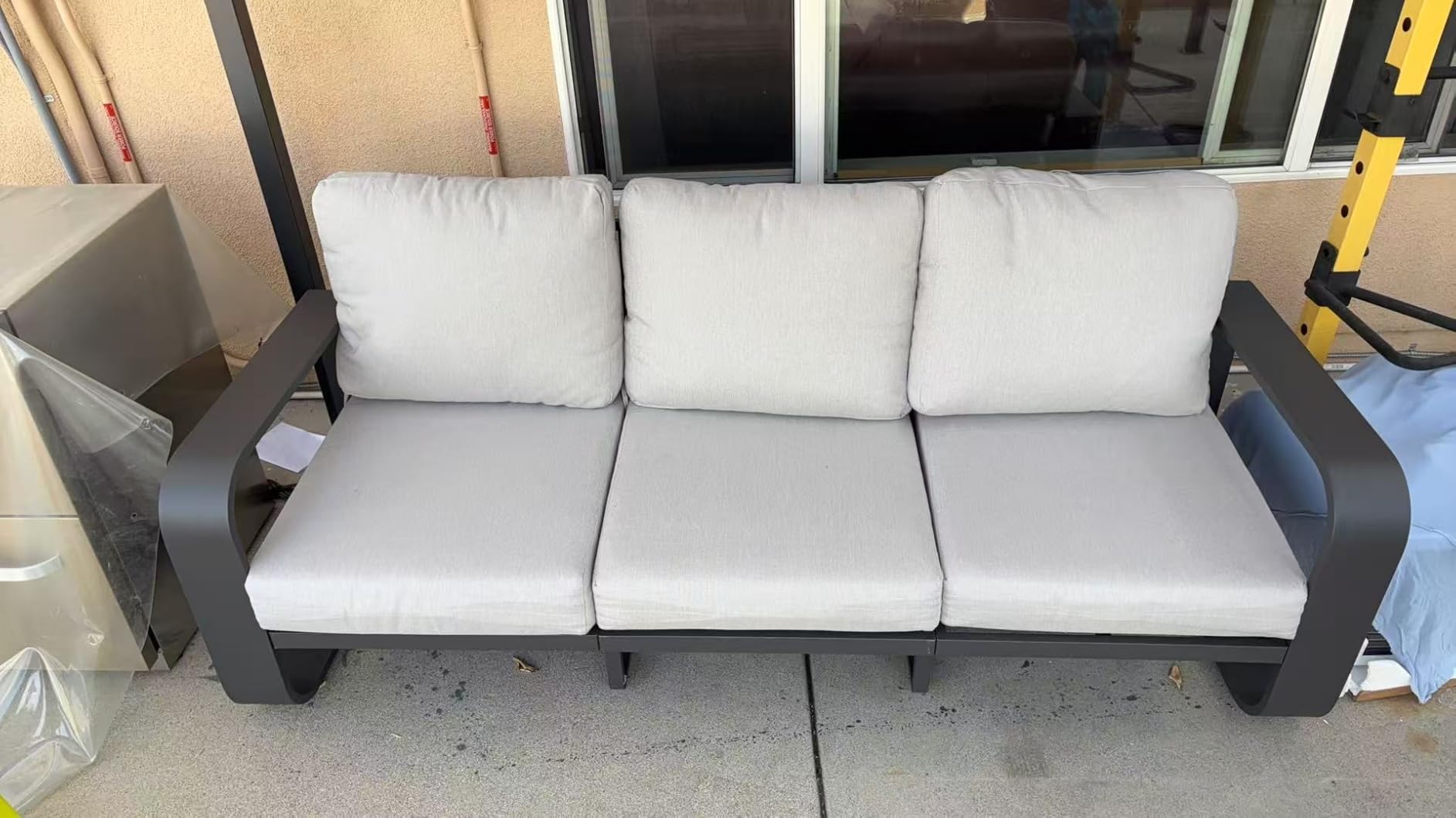 Aluminum Outdoor Patio Furniture Set, 5 Piece Oversized Patio Conversation Sets Widened Armrest & Ultra-Thick Cushions, Heavy Duty Modern Sectional Furniture for Backyard, Porch, Gray - Customer Photo 1