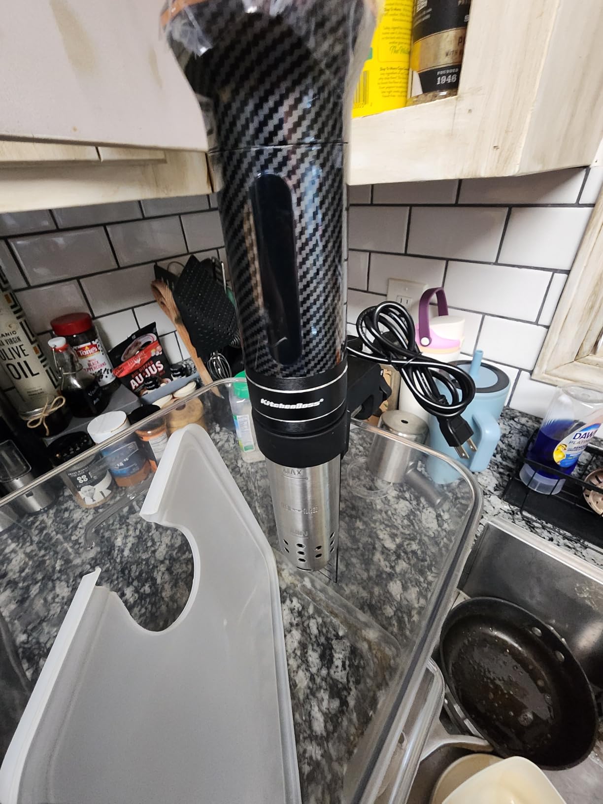 KitchenBoss Wifi Sous Vide Cooker: Ultra-quiet Sous Vide Machine Immersion Circulator APP Control, IPX7 Waterproof All-stainless Steel 1100W Sous Vide Precision Cooker Fast-Heating, Carbon Black - Customer Photo 1