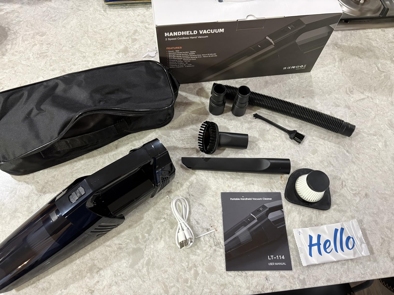 Blestan Handheld Vacuum Cordless Portable Car Vacuum with LED Light, High Power Suction, 3 in 1, Lightweight Rechargeable Hand Vacuum, Hand Held Vacuum Cleaner for Car Home Office, Pet Hair, Black - Customer Photo 2