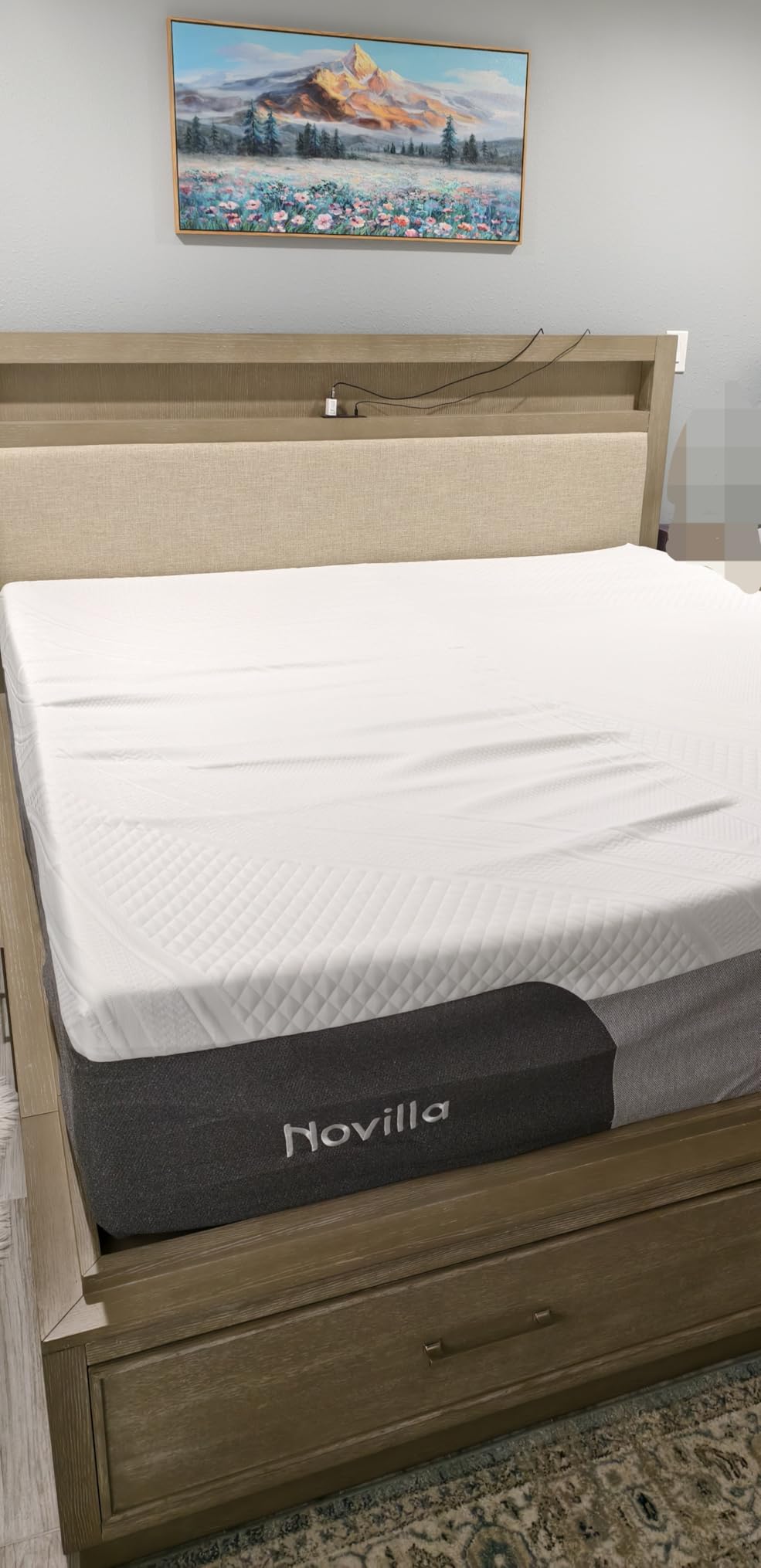 Novilla 14 Inch Queen Size Gel Memory Foam Mattress in a Box, Cooling Night Sleep & Spinal Support, Grey, CertiPUR-US Certified - Customer Photo 1
