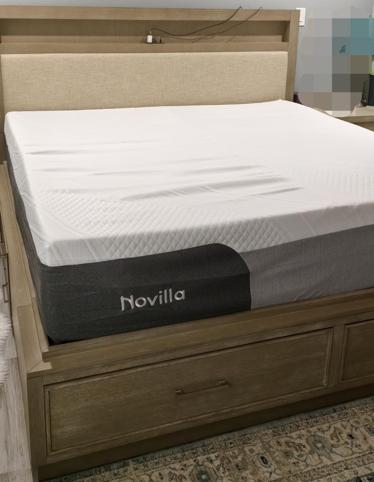 Novilla 14 Inch Queen Size Gel Memory Foam Mattress in a Box, Cooling Night Sleep & Spinal Support, Grey, CertiPUR-US Certified - Customer Photo 2