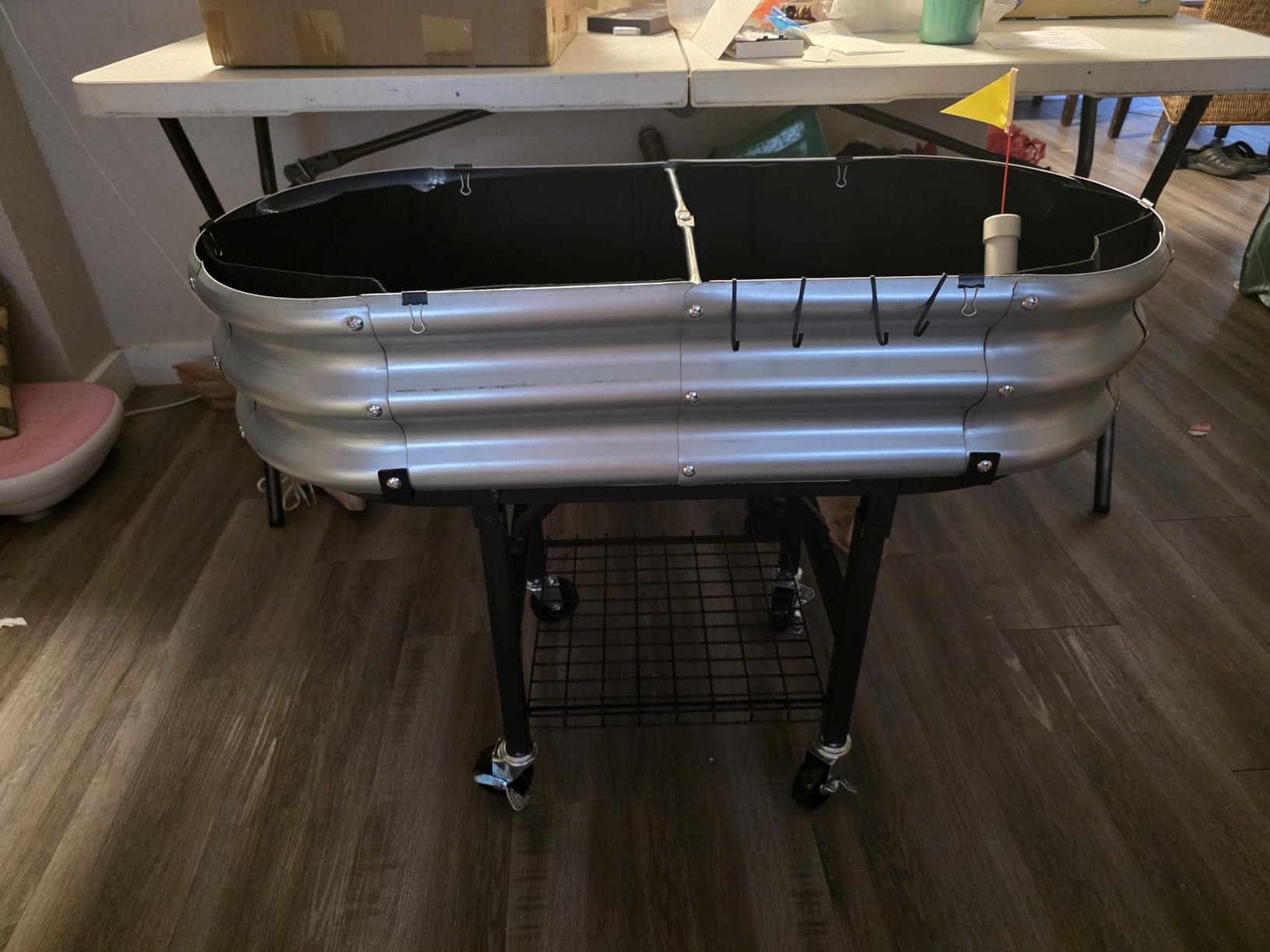 Raised Garden Bed with Legs and Heavy Duty Wheels, Self-Watering Planter Box, Easy-Install Foldable Stand, Galvanized Metal Elevated Wicking Bed with Liner for Indoor Outdoor Gardening - Customer Photo 2