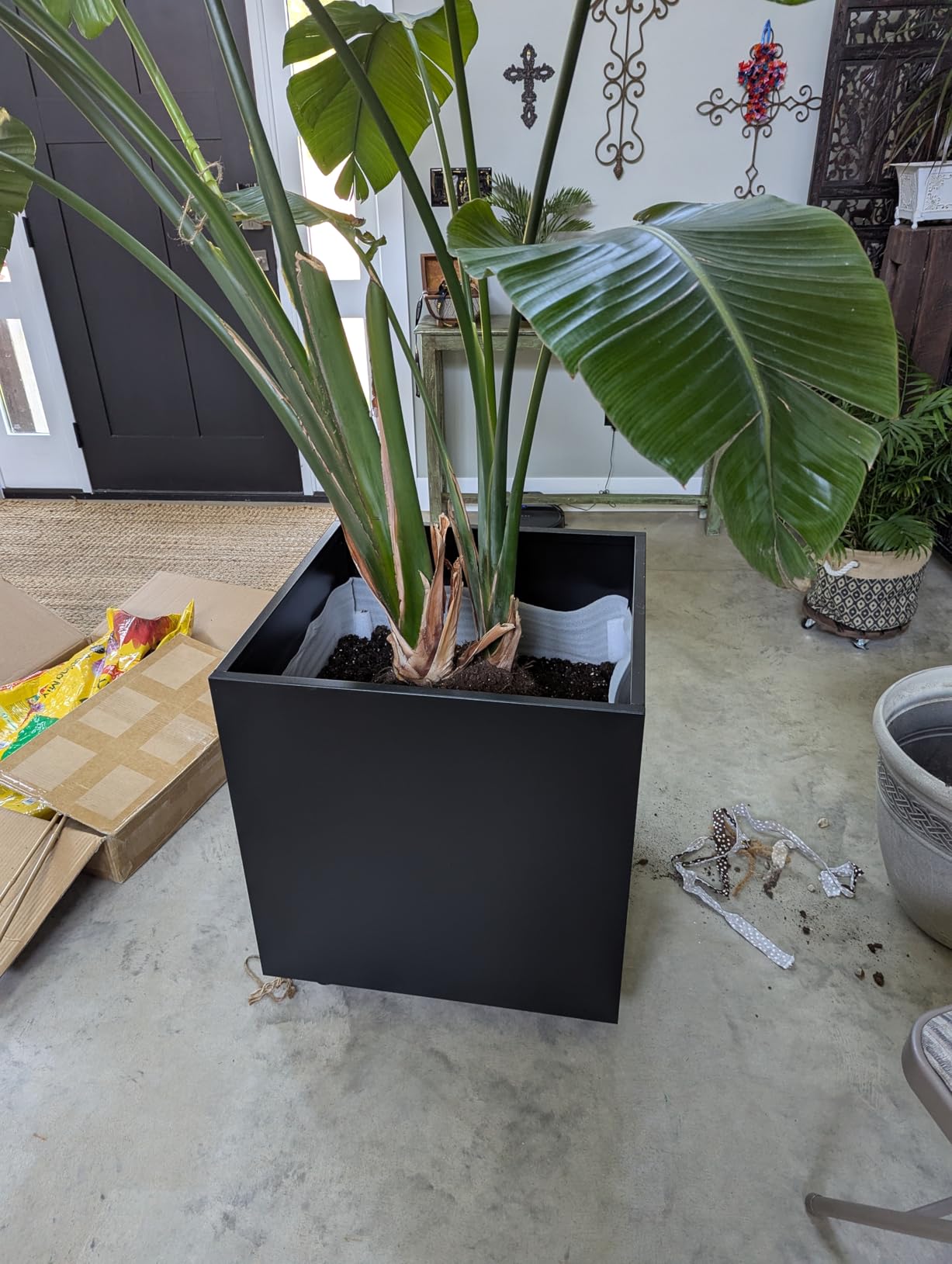 30 Inch Plant Caddy with Wheels Heavy Duty,Extra Large Metal Rolling Plant Stand with 5 Industrial Caster, Square Plant Dolly for Large Pots Plants,Planter Rollers for Indoor Outdoor Use - Customer Photo 1