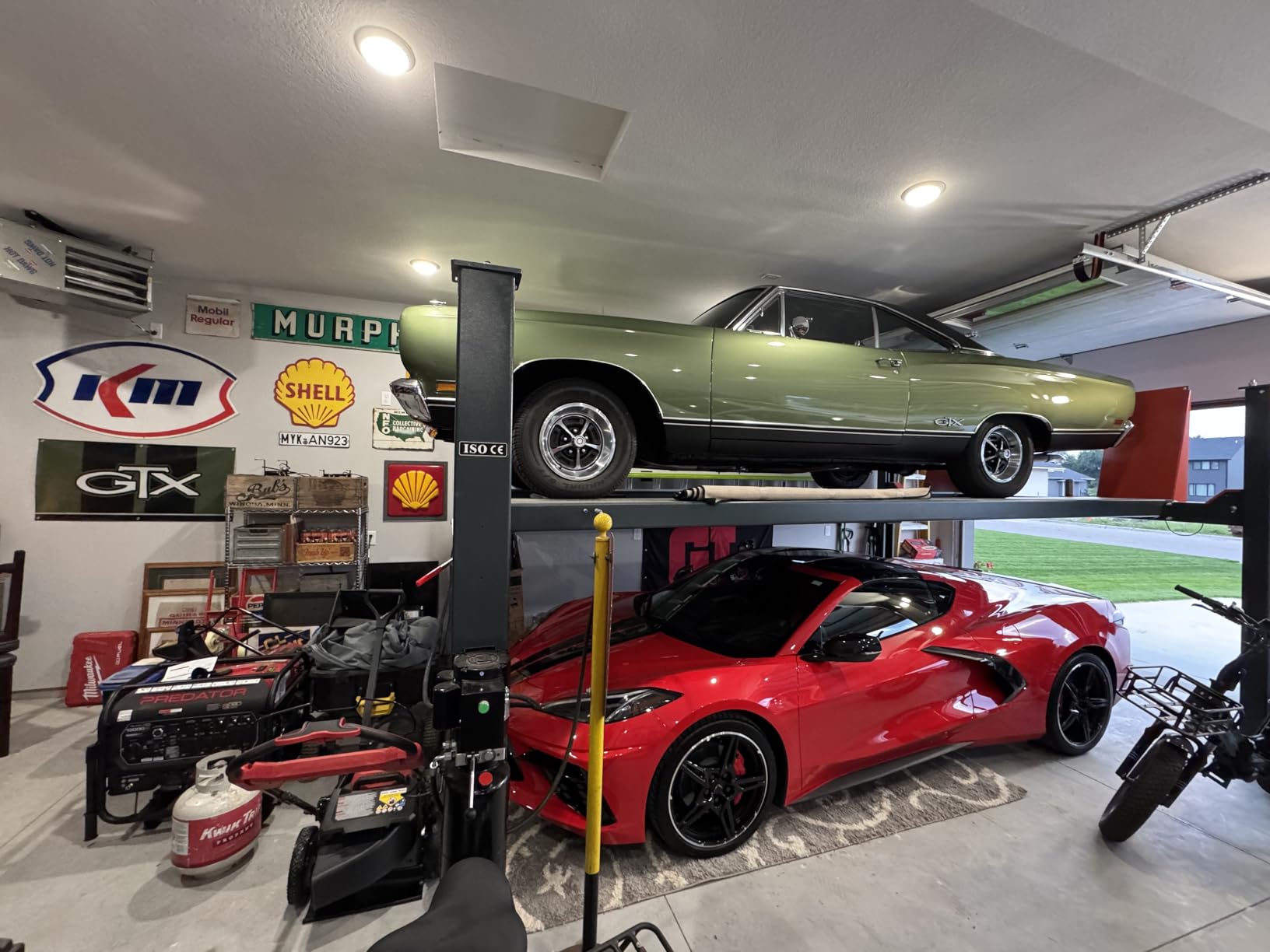 KATOOL 8500lbs 4/Post Car Lift Parking Lift with Double Locks More Safety Extra Height Width Length 70.8