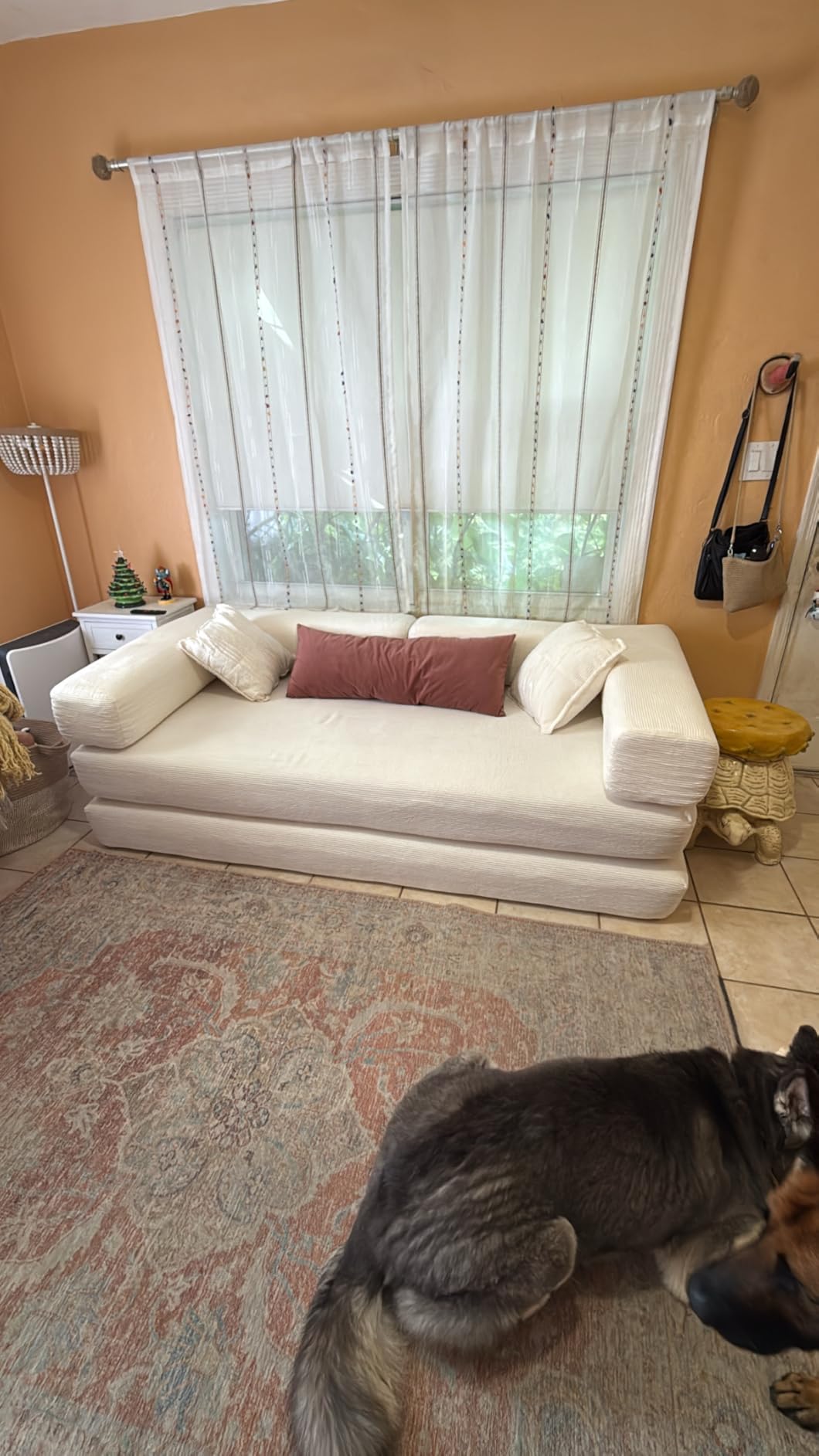 HANXIN Convertible Sleeper Sofa Bed, 78 Inch Folding Floor Mattress Couch with Fixed-Shape Frame, Futon Boneless Couch Lounge Loveseat with Pull Out Bed, No Assembly Required, Grey - Customer Photo 1