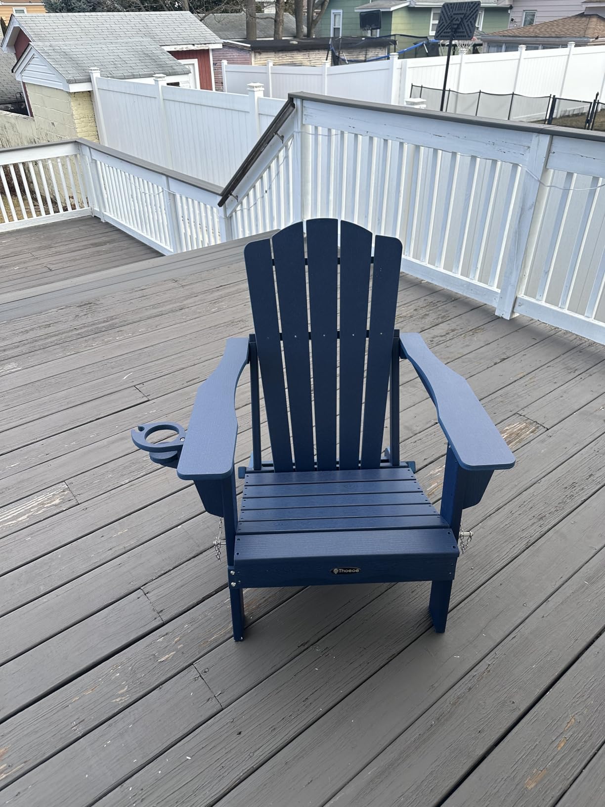 THOEOE Adirondack Chair, Folding All-Weather Outdoor HDPE Patio Chair with Cup Holder, Black - Customer Photo 2