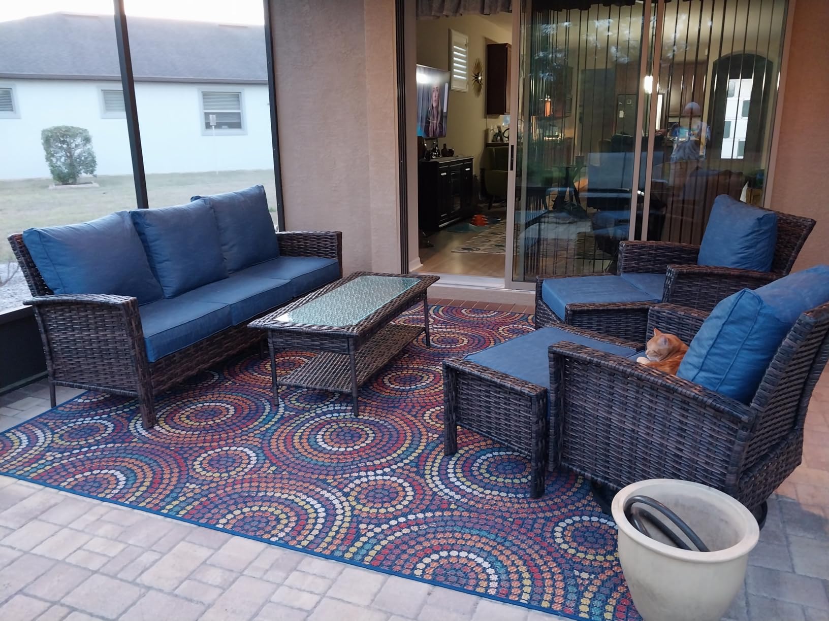 HERA'S HOUSE 8-Piece Outdoor Furniture Set with Fire Pit Table, Patio Conversation Set with 5.5