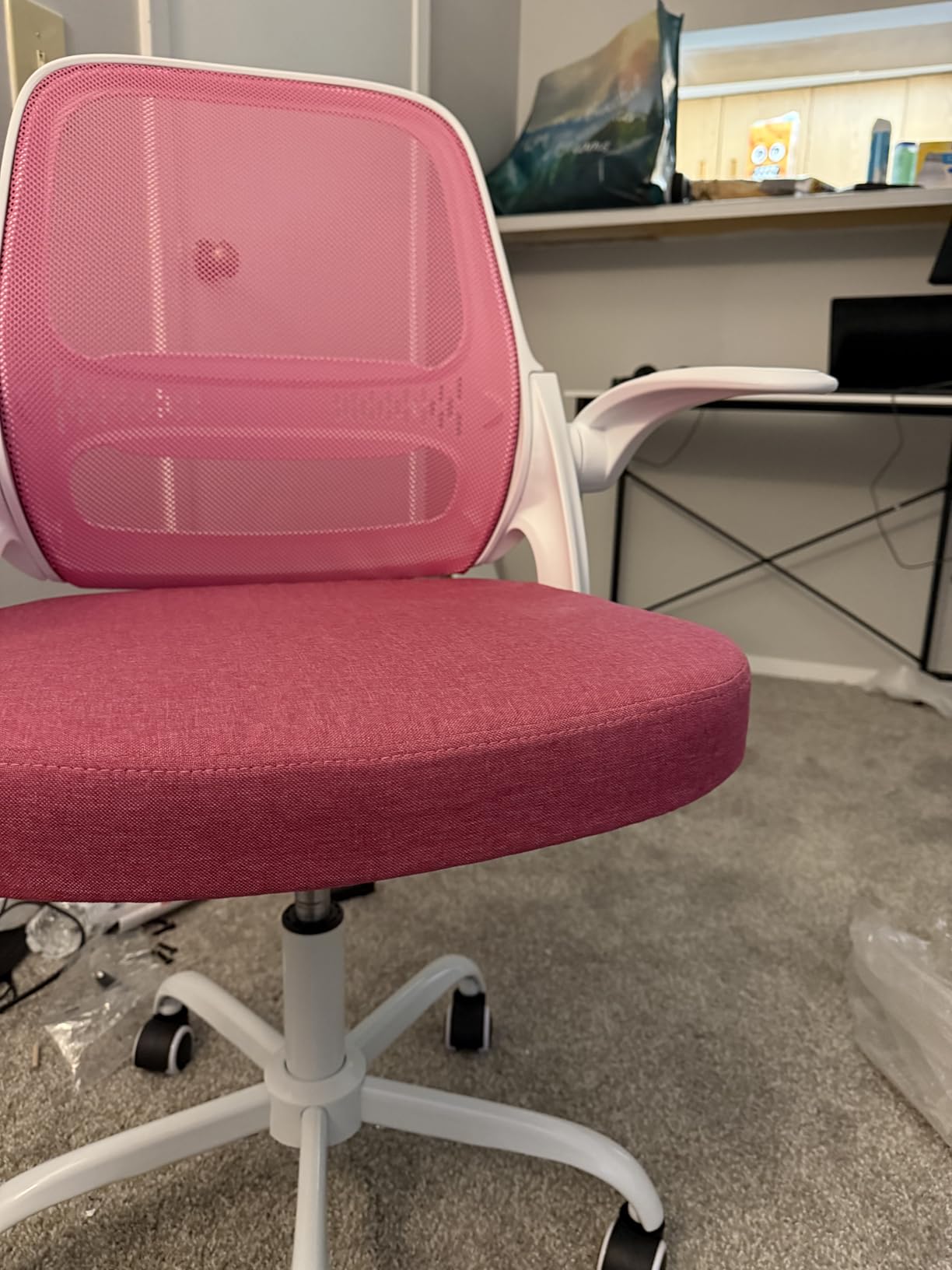 LukkDys Ergonomic Mesh Office Chair with Flip-Up Arms, Adjustable Height, Breathable Mesh Back & Thick Cushion Seat, 360° Swivel Rolling Computer Desk Chair, BIFMA Certified, Supports 300 lbs - Customer Photo 2