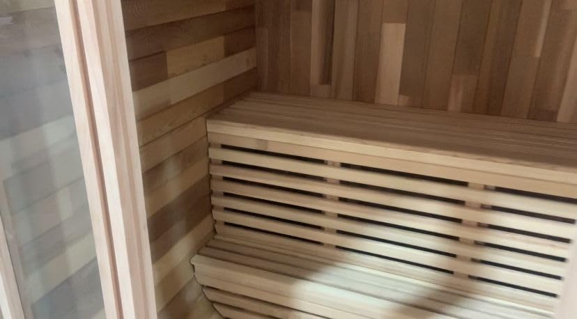 amocane Outdoor Steam Sauna for 2 Person, Canadian Red Cedar Barrel Saunas Room with 4.5KW ETL Certified Toule Sauna Stove, Traditional Cube Wooden Home Spa for Backyard - Customer Photo 1