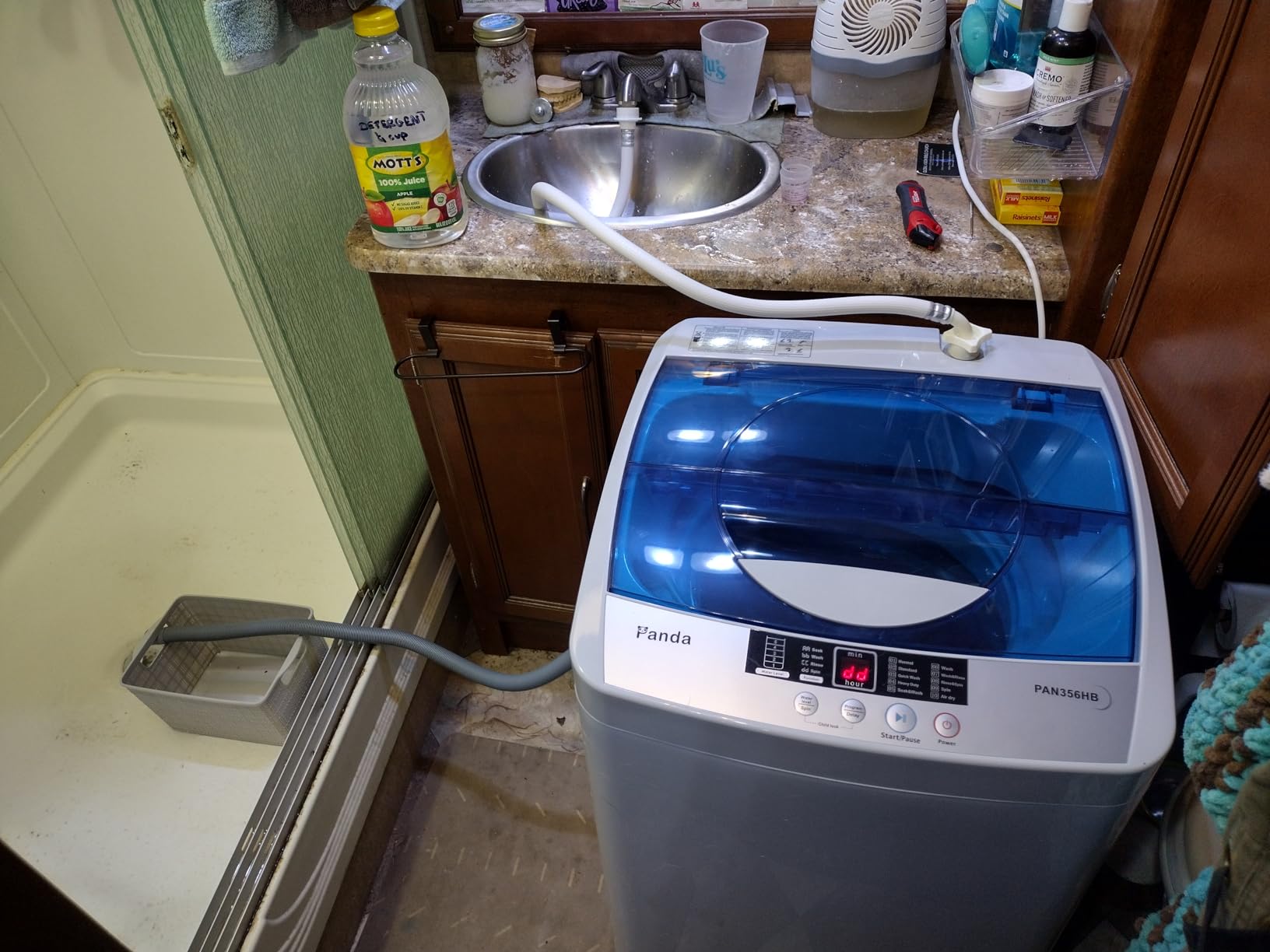 Portable Washing Machine, 22lbs Twin Tub Mini Laundry Washing Machine with Drain Pump, 14lbs Washer & 8lbs Spinner Combo, Compact Semi-Automatic Washer for Apartments, Dorms, RVs. Bluish Grey - Customer Photo 1