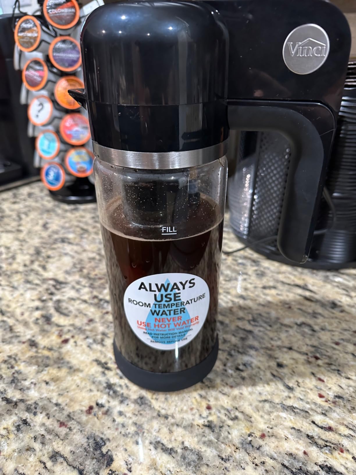 VINCI Express Cold Brew, Electric Cold Brew Coffee Maker in 10 Minutes, Glass Carafe, 3 Brew Strength Settings & Cleaning Cycle, Easy to Use & Clean 1.4 Liters Push Button Control - Customer Photo 2