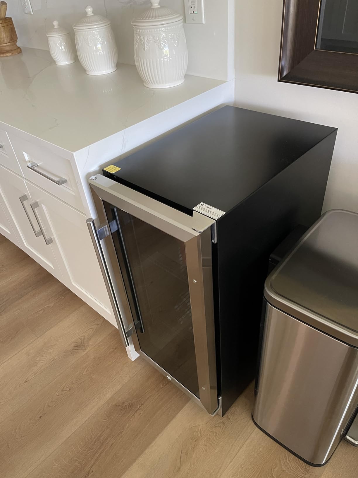 Feelfunn 24 inch Beverage Refrigerator - 180 Cans Under Counter Beverage Fridge with Glass Door & Safety Lock for Beer Wine Soda, Built-in or Freestanding Drink Fridge for Home Office Kitchen or Bar - Customer Photo 2