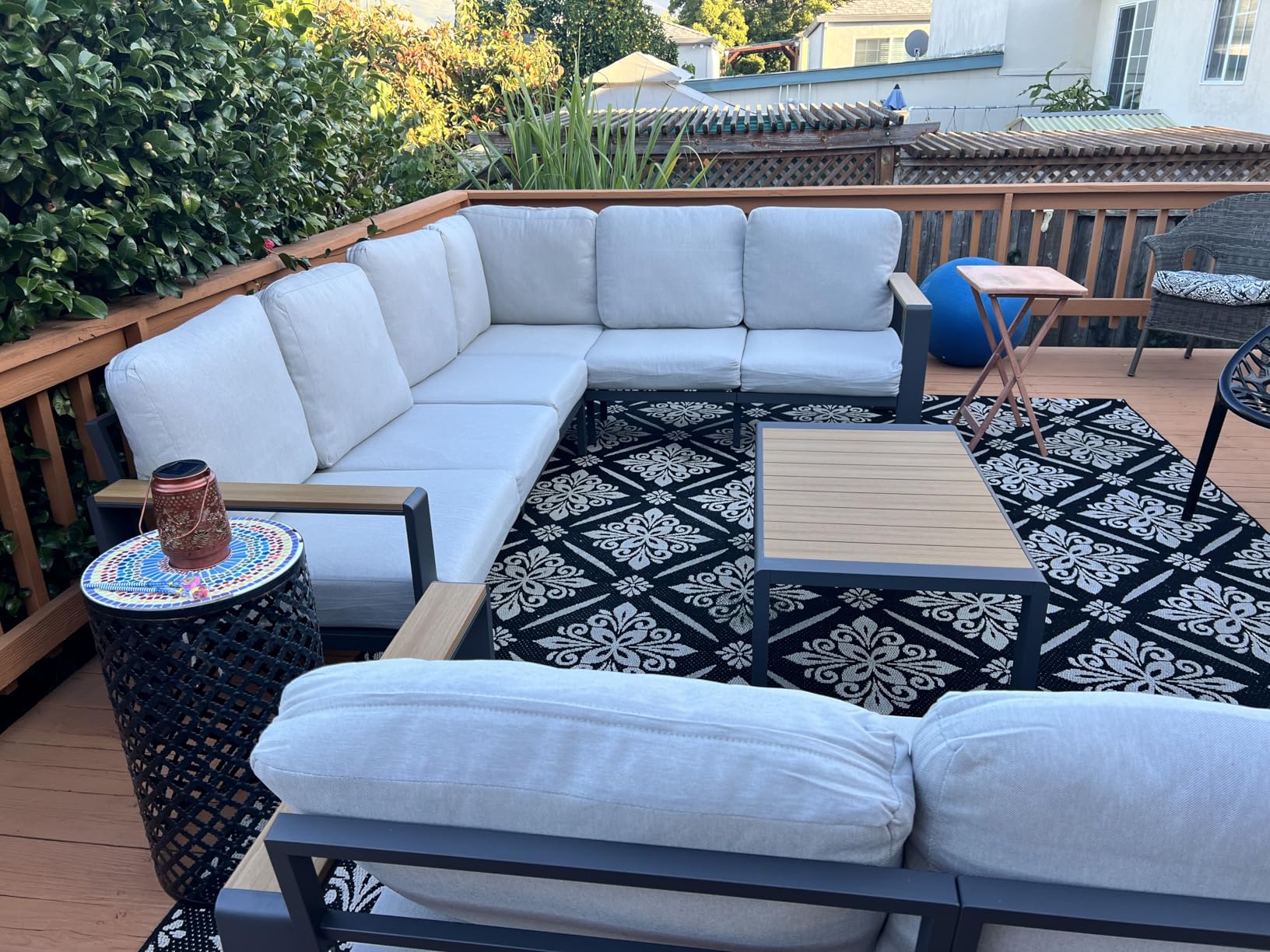 ComfCove Aluminum Outdoor Patio Furniture Set 8 Seats, Outdoor Sectional Corner Sofa, Patio Conversation Set with Coffee Table & Washable Cushions, Furniture Set for Porch, Balcony, Deck, Graphite - Customer Photo 4