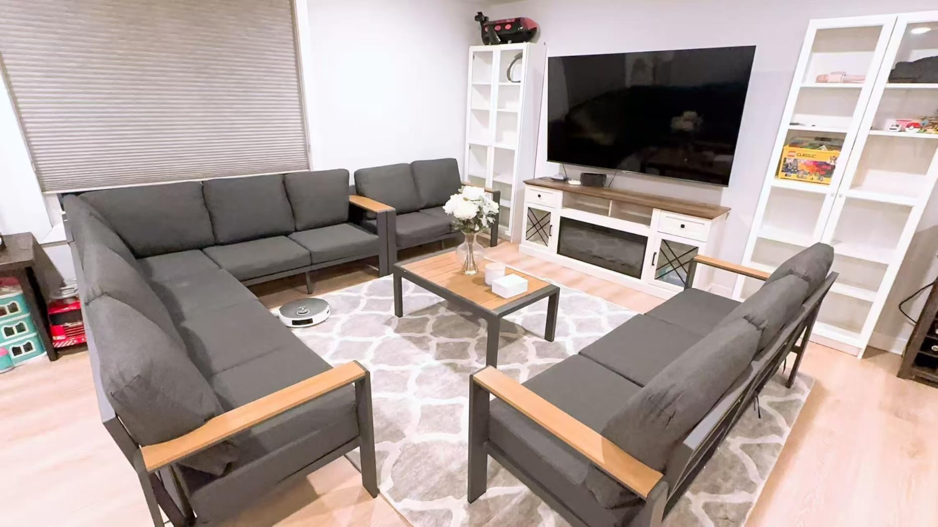 Aluminum Outdoor Patio Furniture Set 11 Seats, Outdoor Sectional Corner Sofa Set, Patio Conversation Sets with Washable Thick Cushions & Coffee Table for Porch, Yard, Garden, Deck, Graphite - Customer Photo 1