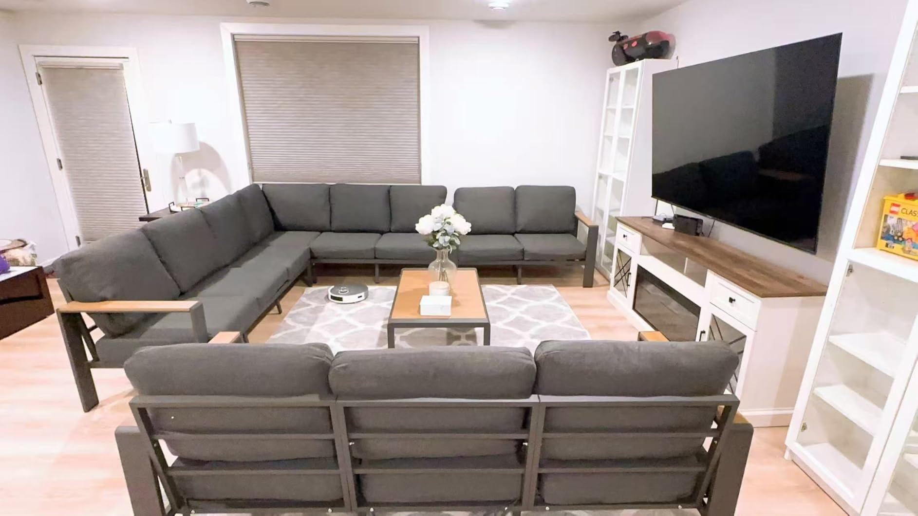 Aluminum Outdoor Patio Furniture Set 11 Seats, Outdoor Sectional Corner Sofa Set, Patio Conversation Sets with Washable Thick Cushions & Coffee Table for Porch, Yard, Garden, Deck, Graphite - Customer Photo 2