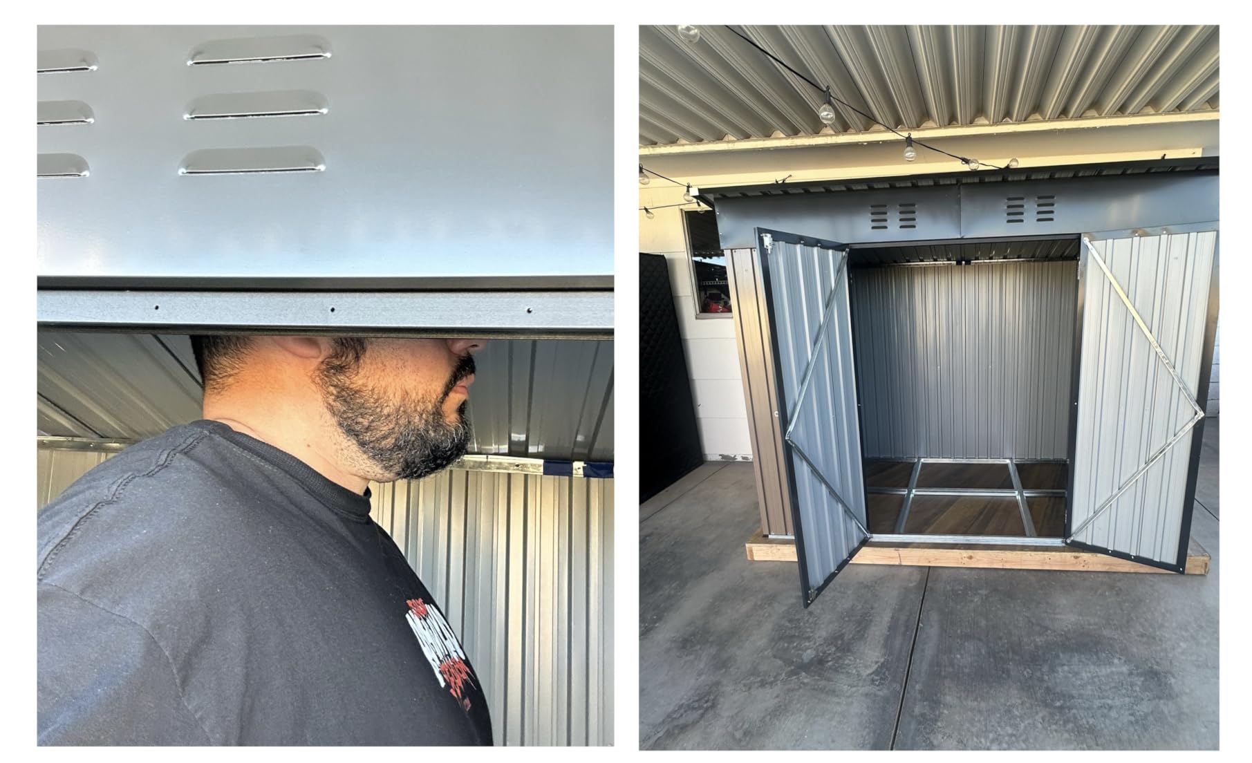 UDPATIO Storage Shed 8 x 10 FT, Resin Sheds & Plastic Outdoor Storage with Floor Large Clearance Outdoors Garden Tool Shed Tuff Outside Patio Shed with Lockable Door for Bike, Garbage Gray White - Customer Photo 3