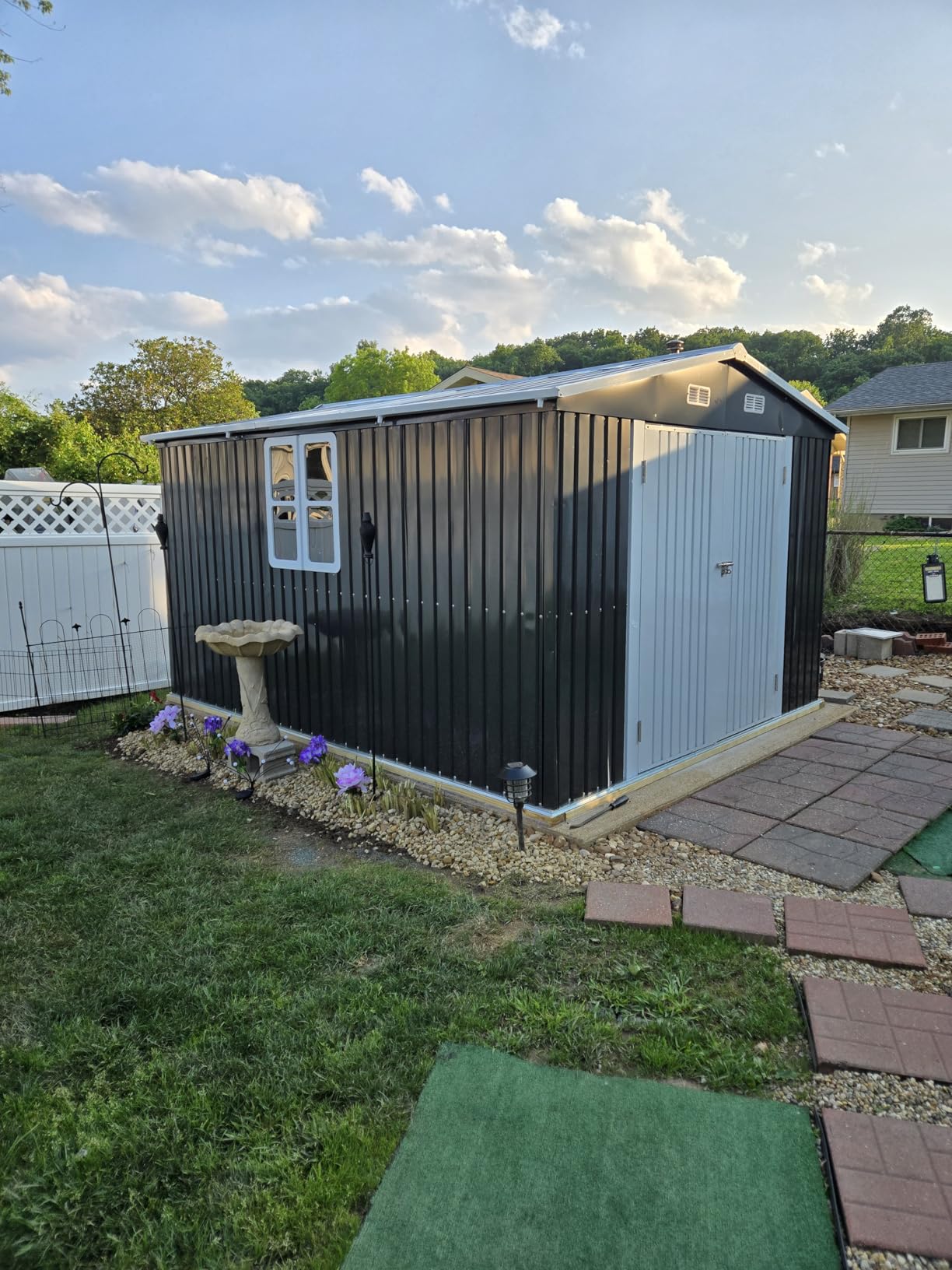 AMERLIFE 13x21x8 FT Heavy Duty Metal Garage Shed, Extra Large Outdoor Storage Shed with Double Hinged Doors, 4 Windows, Carport for Cars, Boats, Trucks and Equipment Storage, Dark Gray - Customer Photo 2