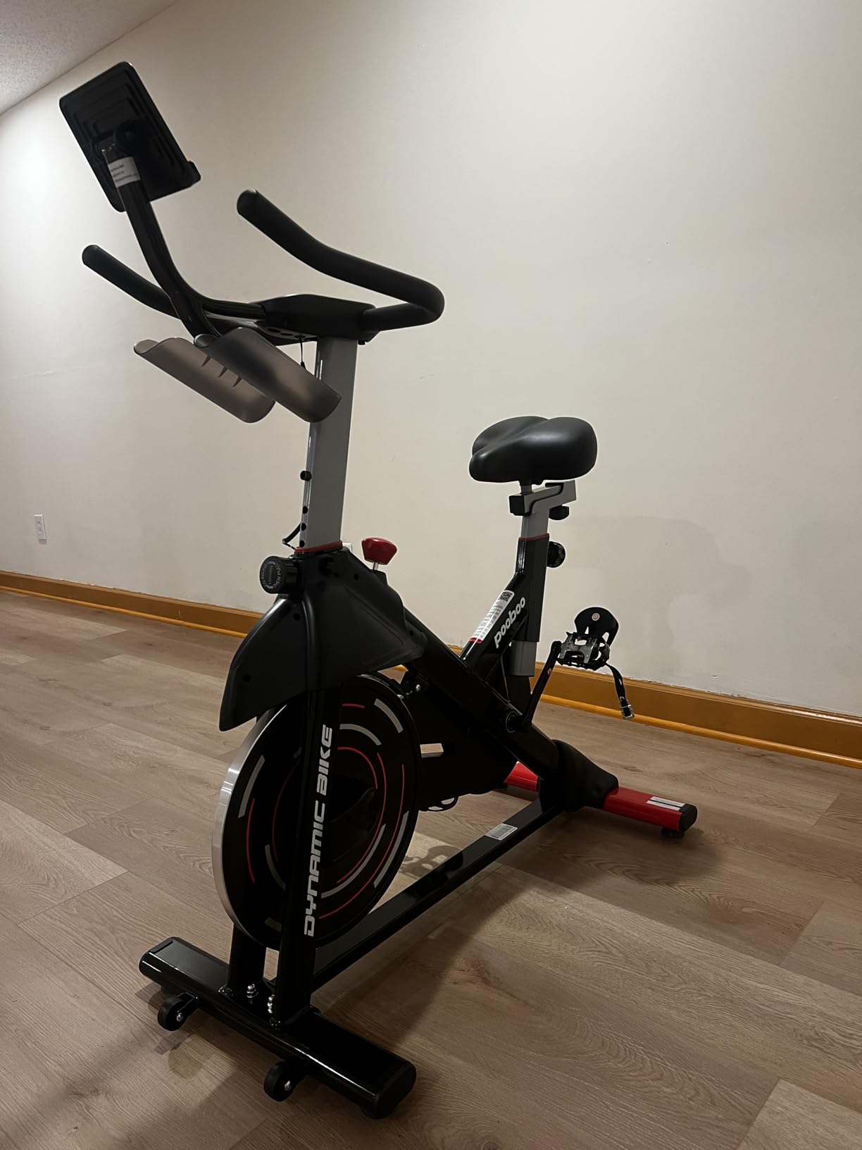 pooboo Exercise Bike, Adjustable Magnetic/Brake Pad Resistance Silent Belt Drive, Indoor Cycling Bike for Home Cardio, Fitness Stationary Bike with 350lbs/300lbs Weight Capacity & Upgraded Version Seat Solid Build 1 - Customer Photo 2