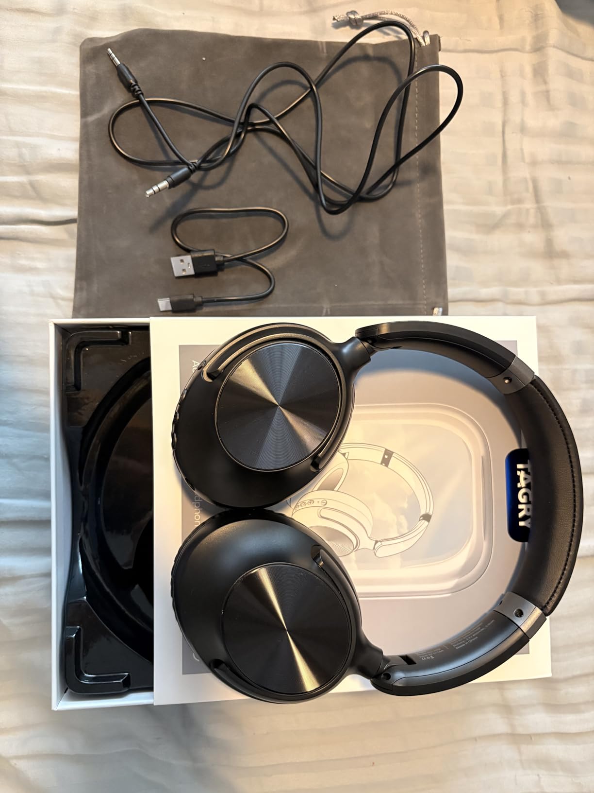 TAGRY Hybrid Active Noise Cancelling Bluetooth Headphones 100H Playtime Wireless Over Ear Headphone with Fast Charging Hi-Res Audio Headsets Comfort Earcups for Commute Travel Office Phone PC Black - Customer Photo 2