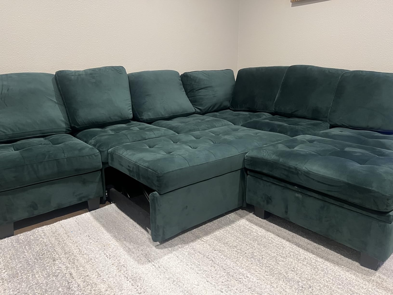 Belffin Modular Sectional Sleeper Sofa with Pull Out Bed Convertible Velvet Sleeper Sofa with Storage Sectional Couches for Living Room Grey - Customer Photo 1