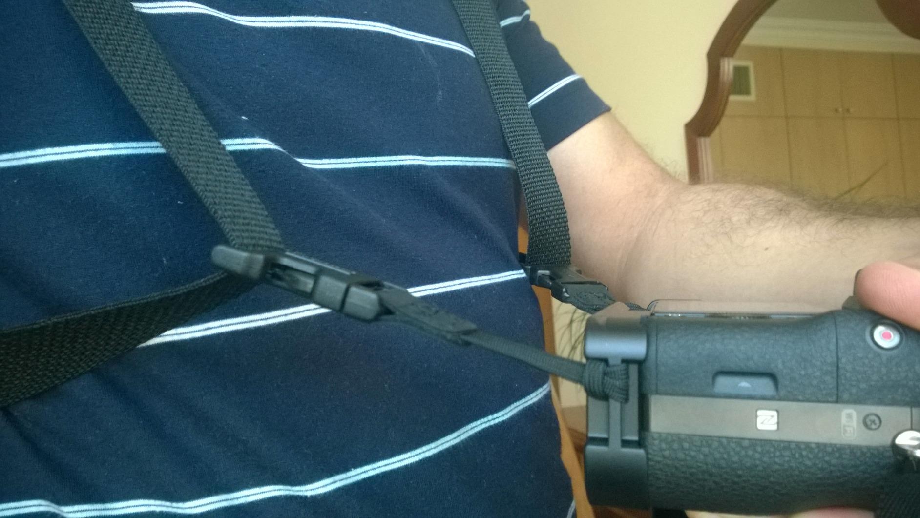 OP/TECH USA Bino/Cam Harness with Quick Release - Dual Camera Shoulder Strap - DSLR Camera Strap - Binocular Harness for Hiking - Elastic,Black - Made in USA customer photo 1