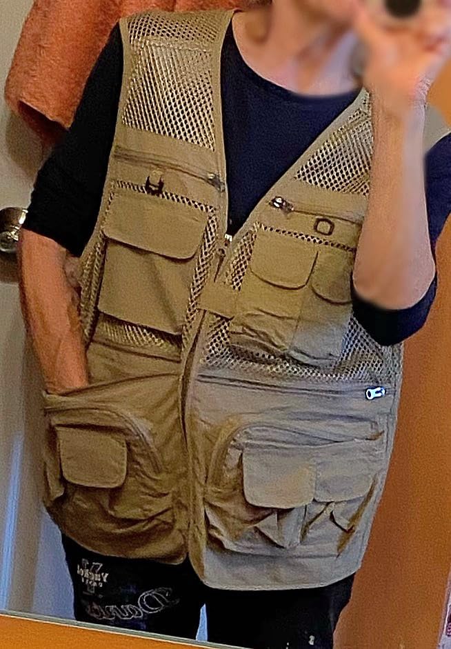 Ziker Men's Mesh Breathable Openwork Camouflage Journalist Photographer Fishing Vest Waistcoat Jacket Coat customer photo 1