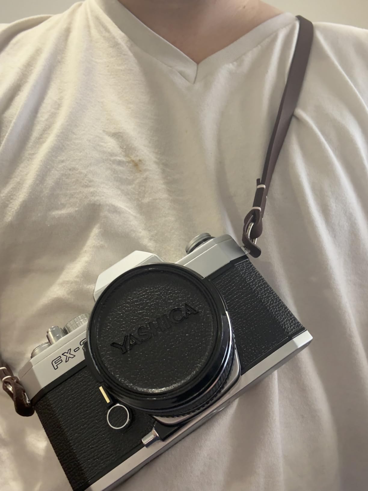 Genuine Leather Camera Neck Shoulder Strap Compatible with Fujifilm Sony Olympus Panasonic Lecia Canon Nikon Mirrorless Compact Cameras (Brown, Retro Style, Slim Belt) customer photo 1