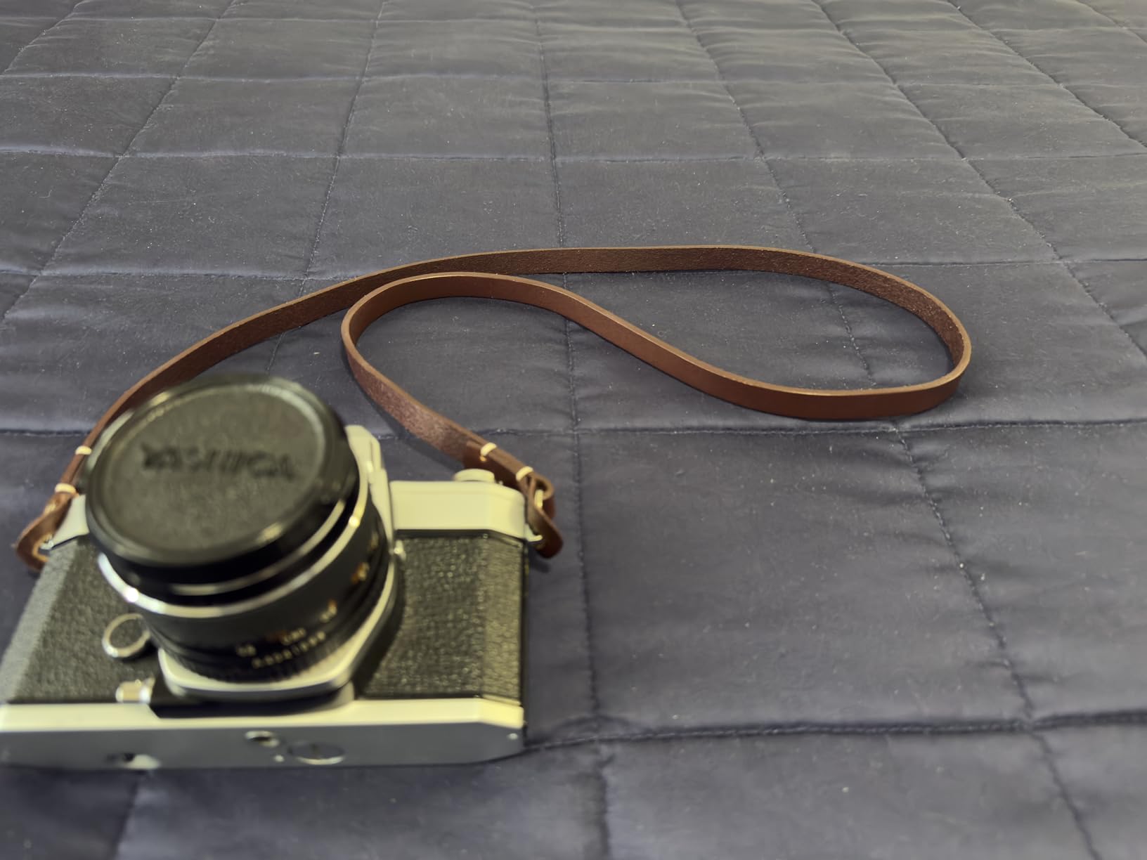 Genuine Leather Camera Neck Shoulder Strap Compatible with Fujifilm Sony Olympus Panasonic Lecia Canon Nikon Mirrorless Compact Cameras (Brown, Retro Style, Slim Belt) customer photo 2