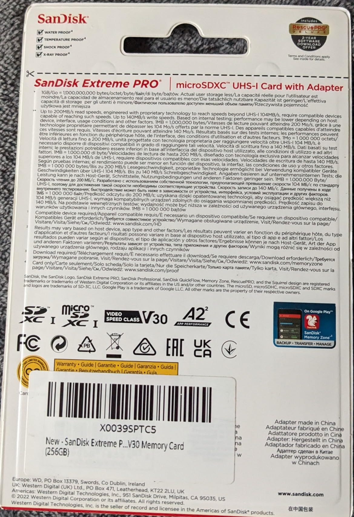 SanDisk Extreme Pro Micro SDXC UHS-I U3 A2 V30 Memory Card 256GB customer photo 2