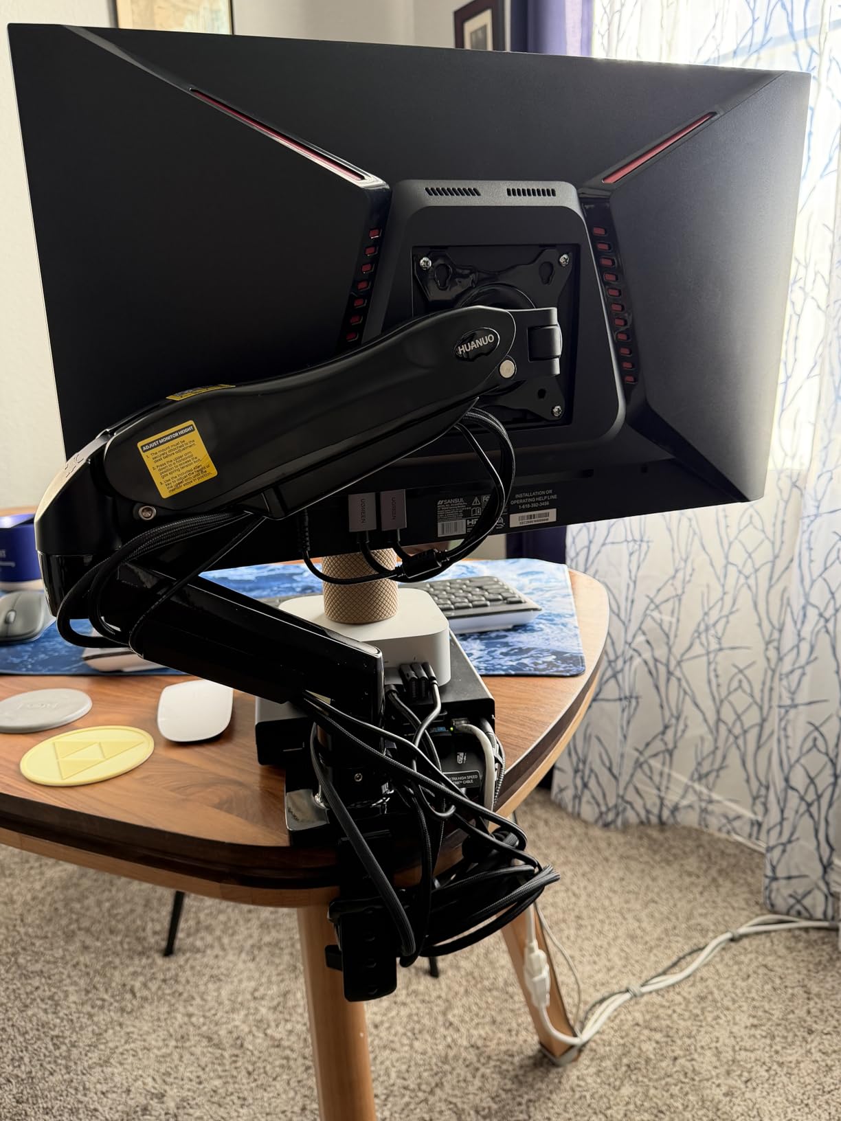 HUANUO FlowLift™ Single Monitor Mount, 13 to 32 Inch Monitor Arm, Adjustable Monitor Stand, Vesa Mount with Clamp and Grommet Base - Fits 4.4 to 19.8lbs LCD Computer Monitors customer photo 2