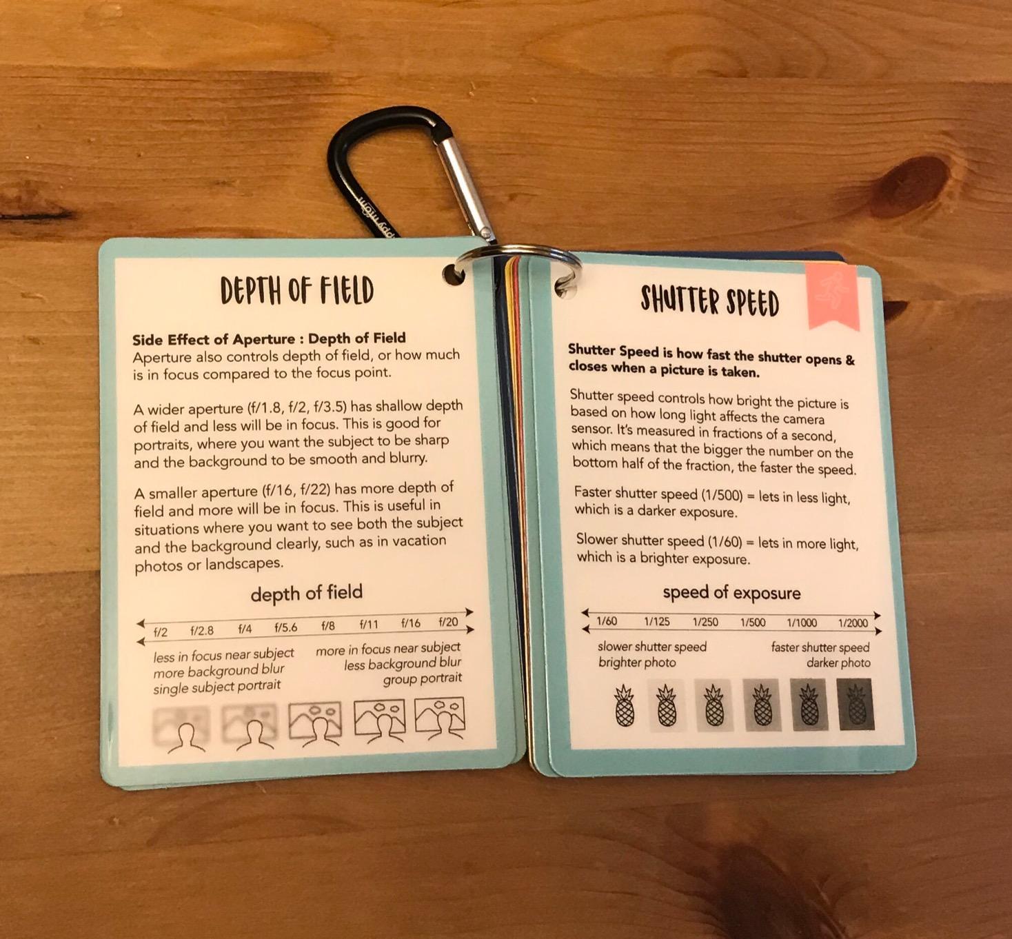 DSLR Cheat Sheet Cards for Canon, Nikon and Sony Cameras - Plastic Quick Reference Photography Cards | Camera Settings, Exposure & Manual Mode (Bright) customer photo 1