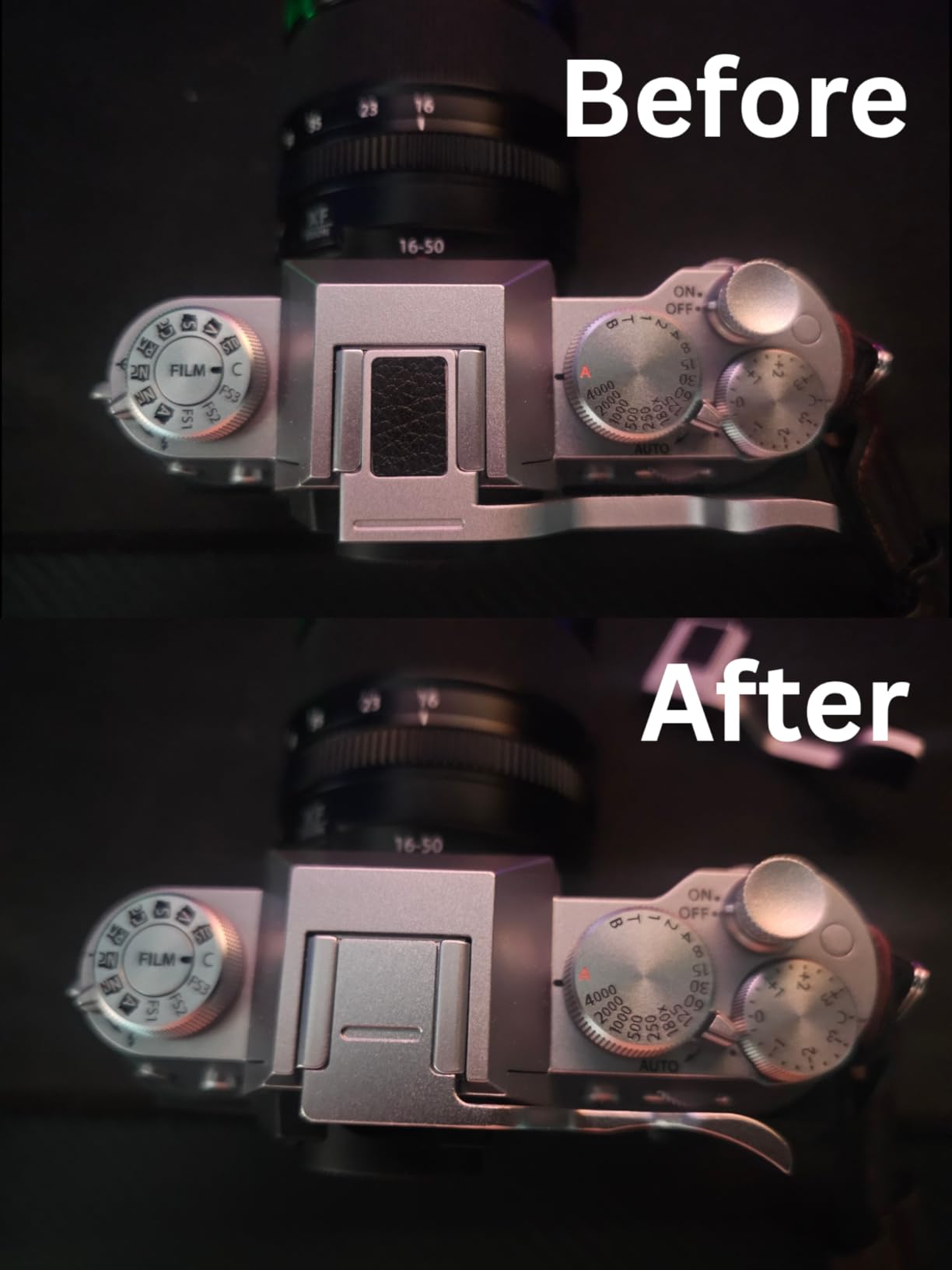 Haoge THB-XT30S Metal Hot Shoe Thumb Up Rest Hand Grip for Fujifilm X-T50 Fuji X-T30 II X-T10 X-T20 X-T30 XT10 XT20 XT30 Camera Silver customer photo 2