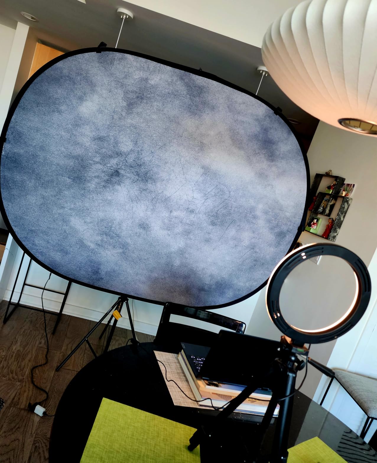 Kate Collapsible Backdrop Pop-up Photo Backdrops Folded Grey Teal for Photography, for Video, for Broadcast, 5x6.5ft customer photo 2