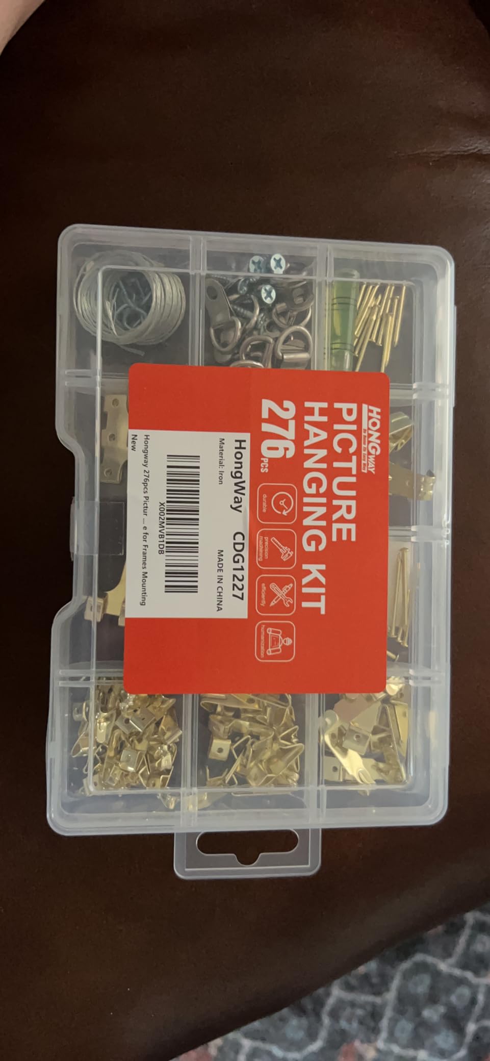 Hongway 276pcs Picture Hanging Kit, Picture Hangers, Heavy Duty Frame Hooks Assortmentwith Nails, Hanging Wire, Screw Eyes, D Ring and Sawtooth Hardware for Frames Mounting customer photo 2