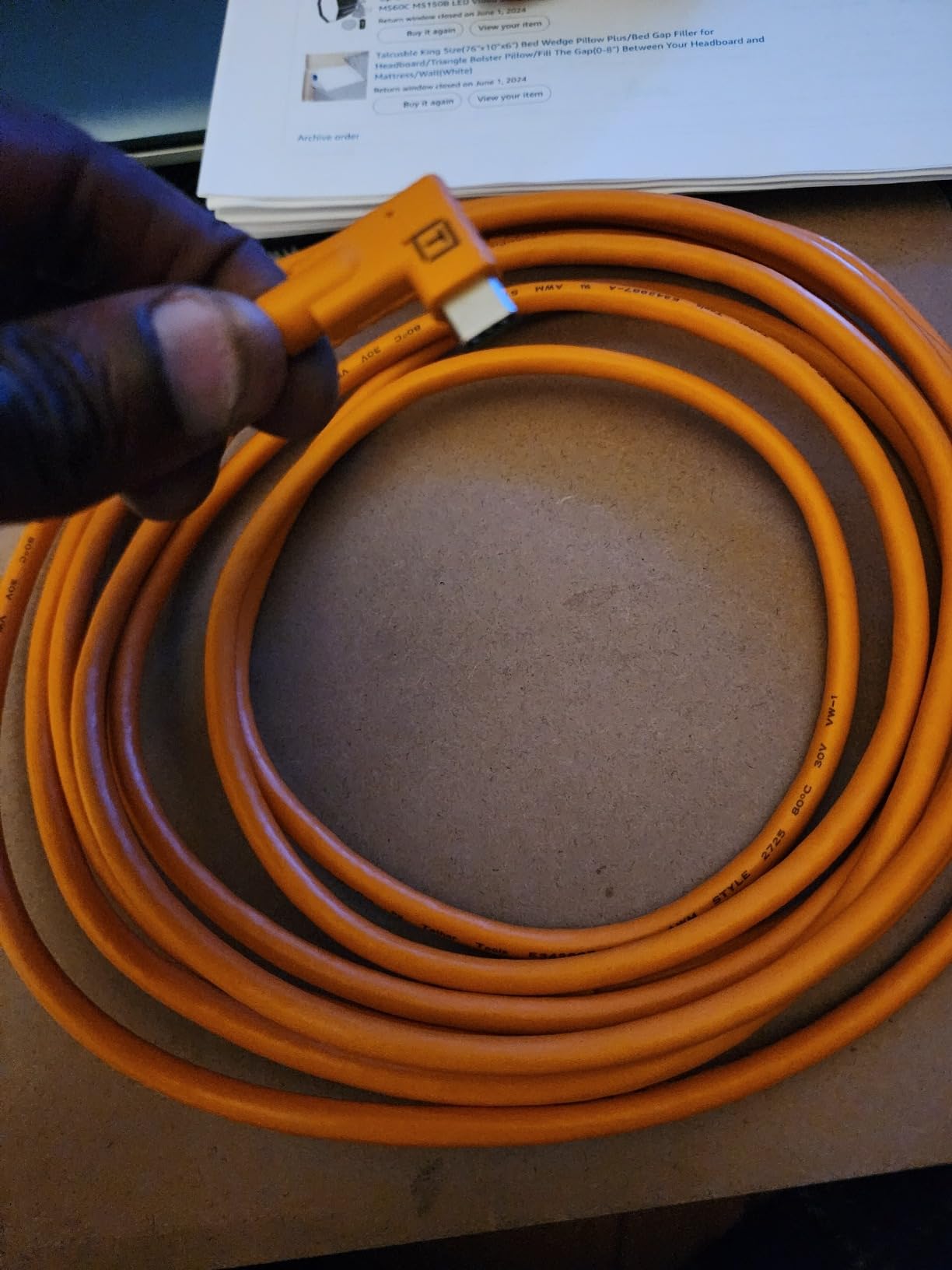 TetherPro USB-C to USB-C 5Gbps Gen 1, Right Angle, 15' (4.6m), High-Visibility Orange customer photo 2