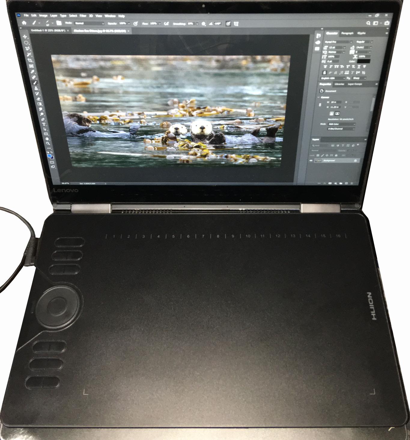 HUION Inspiroy Keydial KD200 Wireless Drawing Tablet, Bluetooth Graphic Tablet with Keyboard Dial 5 Customized Express Keys Battery-Free Pen, 8.9x5.6inch Art Tablet Work with Windows, Mac, Android customer photo 1
