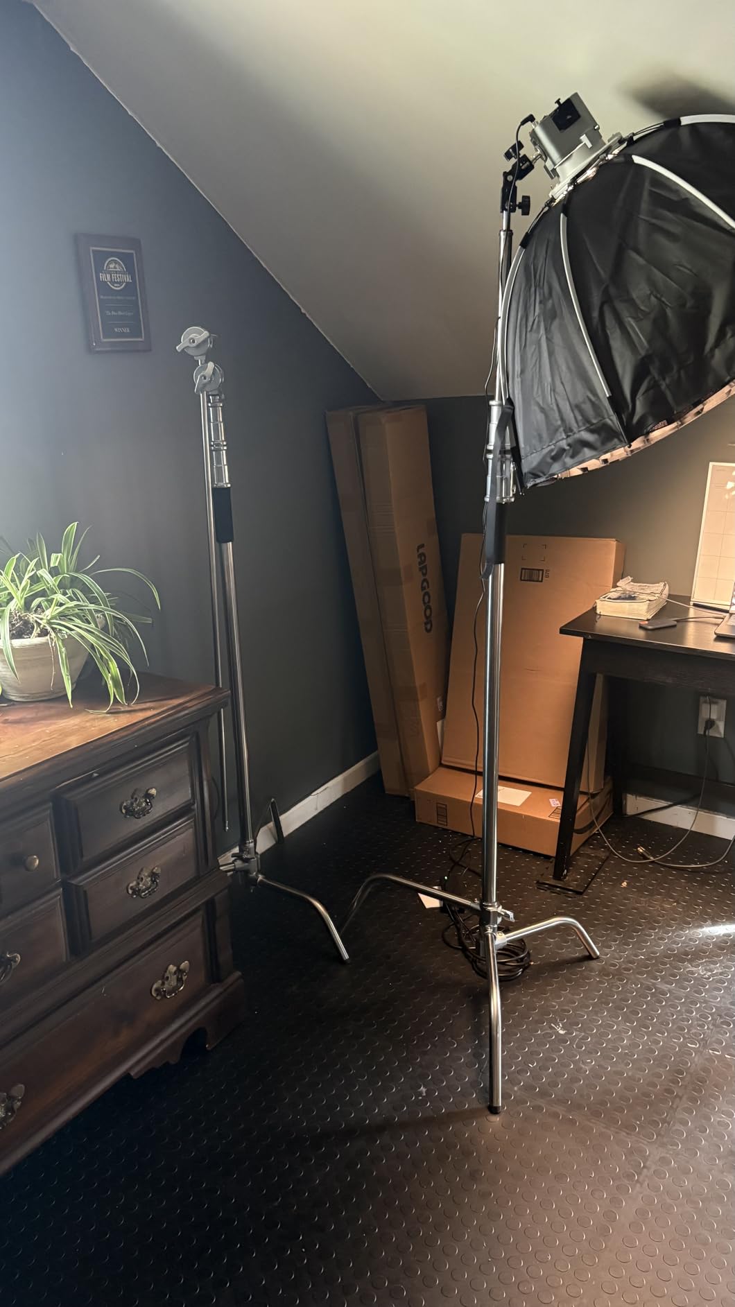 Heavy Duty C Stand 10.8ft/330cm with Boom Arm Sandbag Grips, 100% Stainless Steel Photography Light Stand Studio Monolight, Softbox, Reflector (Max Loading 44 Pounds) customer photo 1