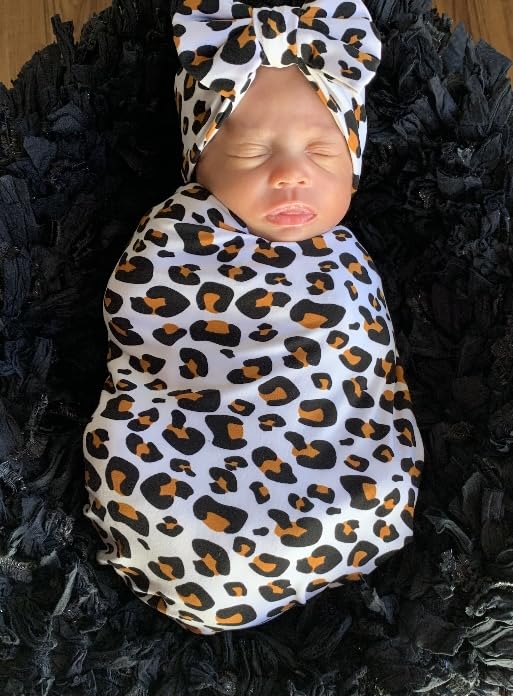 Konssy Baby Girl Newborn Receiving Blanket with Headband Set Baby Swaddle Nursery Swaddle Wrap customer photo 2