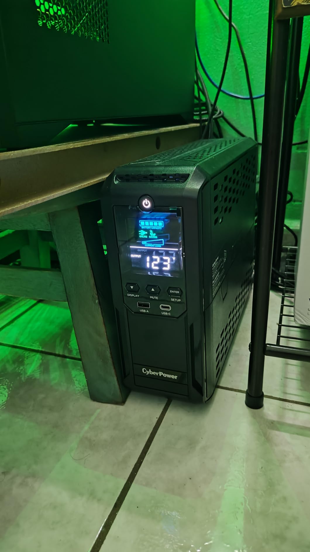 CyberPower CP1500AVRLCD3 Intelligent LCD UPS System, 1500VA/900W, 12 Outlets, 2 USB Ports, AVR, Mini Tower, Black customer photo 2