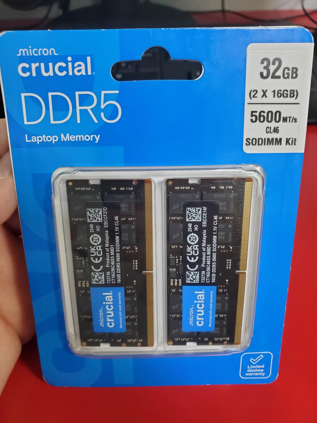 Crucial 64GB DDR5 RAM, 5600MHz (or 5200MHz or 4800MHz) Laptop Memory Kit, SODIMM 262-Pin, Compatible with 13th Gen Intel Core and AMD Ryzen 6000 - CT2K32G56C46S5 customer photo 2