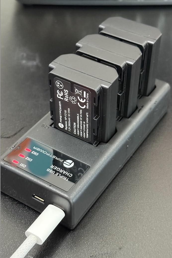 FirstPower NP-FZ100 Battery 3-Pack and Triple Slot Charger for Sony FX3, FX30, A7 III, A7 IV, A7C, A7CR, A9, A6600, A6700, ZV-E1, ZV-E10 II, A7R3, A7S III/A7S3, A7R III, A7R IV, A7R V Camera customer photo 1