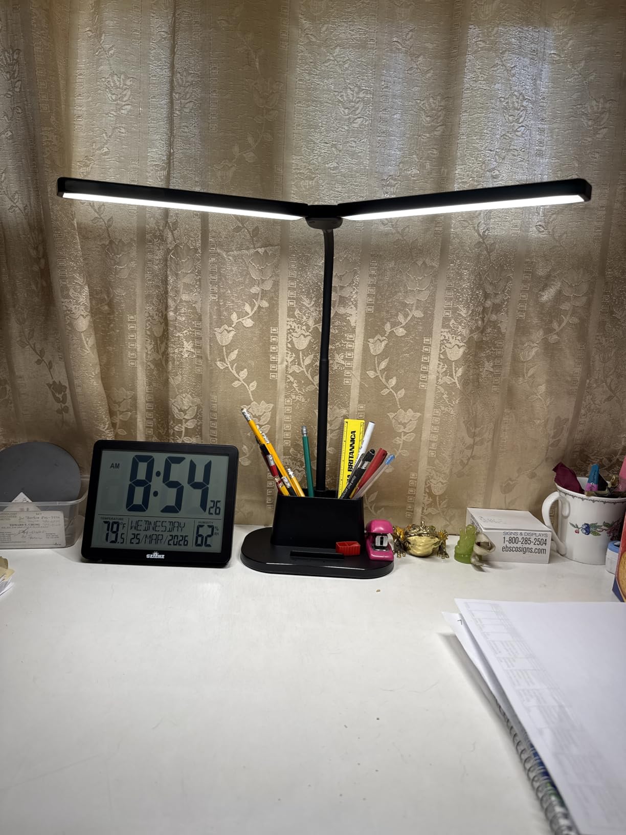 LED Desk Lamp for Office Home, Eye-Caring Desk Light with Stepless Dimming Adjustable Flexible Gooseneck, 10W USB Adapter Desk Lamp with Clamp for Reading, Study, Workbench (Black) customer photo 2