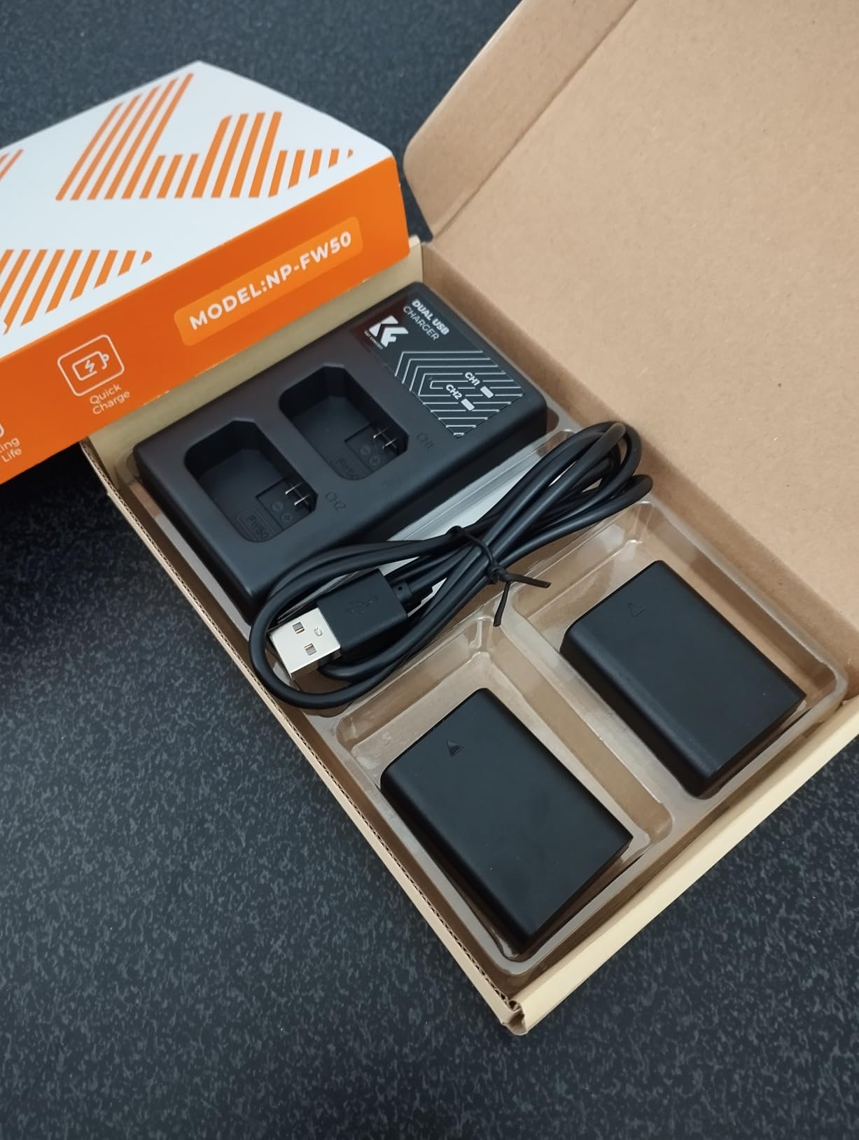 K&F CONCEPT NP-FW50 Battery and Dual Slot Charger for Sony ZV-E10 A6500 A6400 A6300 A6000 A7 A7II A7RII A7SII A7S A7R A7R2 NEX-3 NEX-5 Cameras customer photo 1