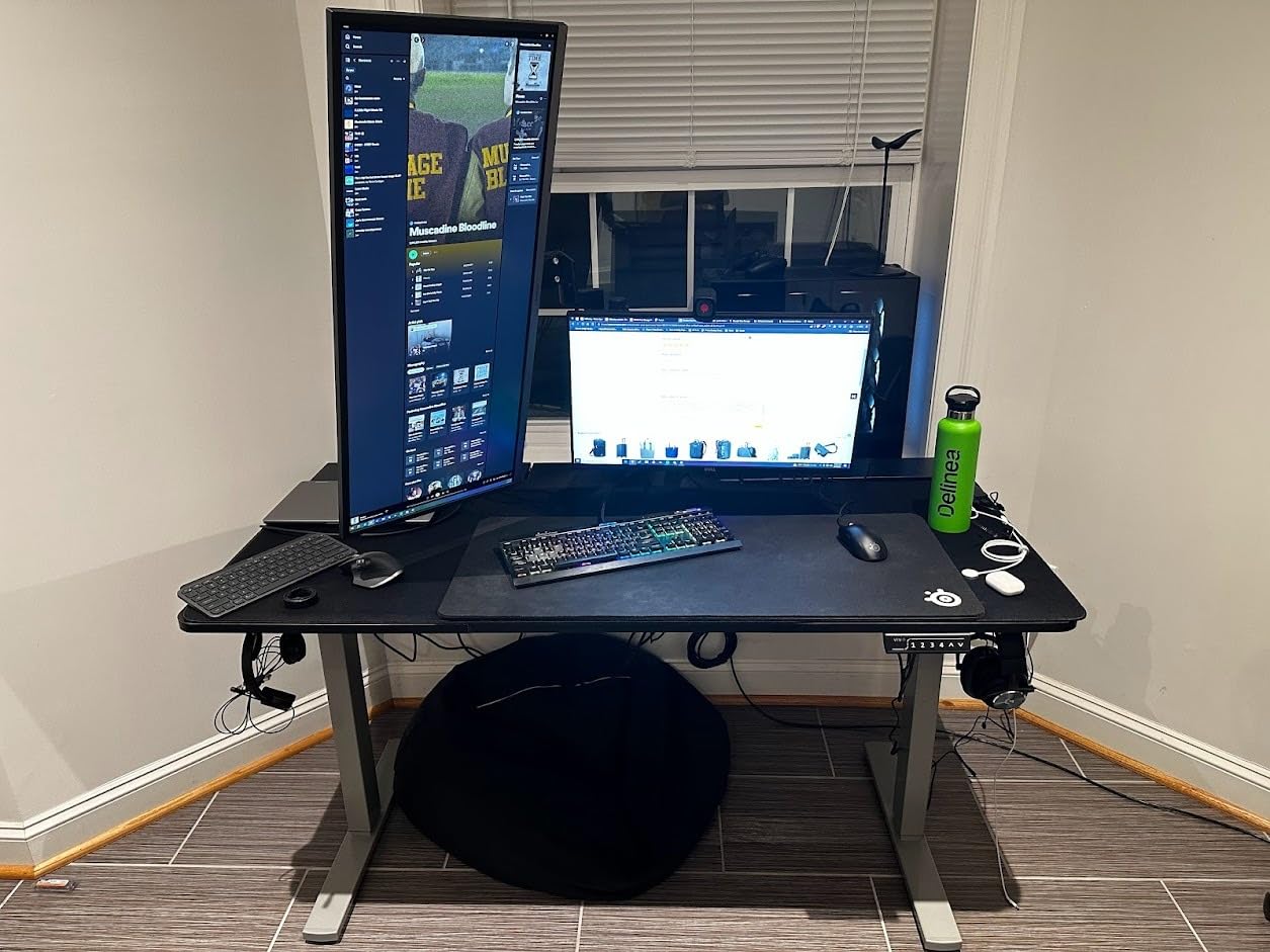 VIVO Electric 60 x 30 in Standing Adjustable Gaming Desk with Hidden Cable Trays, Full-Size Mouse Pad, Holds 220 lbs, Black Top Black Frame customer photo 2