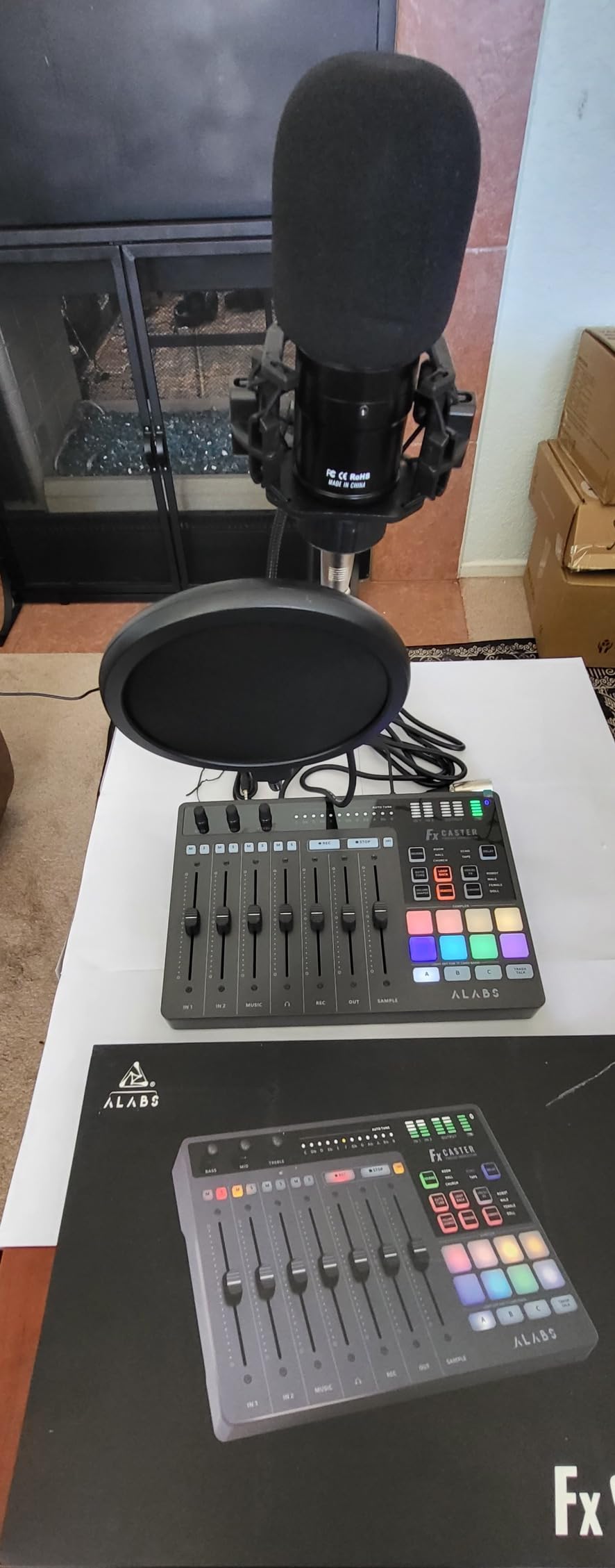 ALABS Fxcaster Podcast Equipment Bundle - All-in-One Podcasting Starter Setup with 7-Channel Soundboard, Audio Interface, and 25mm Diaphragm XLR Microphone for Live Streaming, Recording, and TikTok customer photo 2