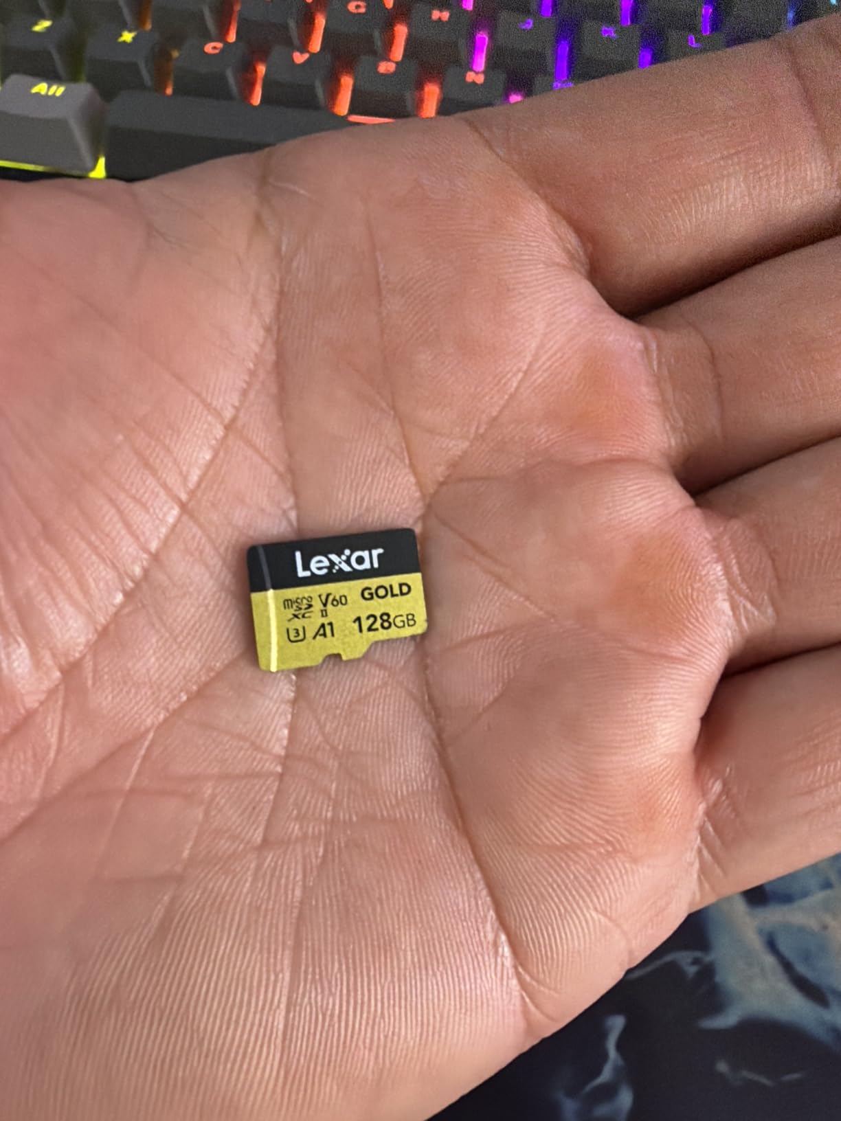 Lexar 128GB Professional Gold Micro SD Card, UHS-II, C10, U3, V60, A1, Full HD, 4K, Up to 280/100 MB/s microSDXC Memory Card, for Drones, Action Cameras, Portable Gaming Devices (LMSGOLD128G-BNNNG) customer photo 2