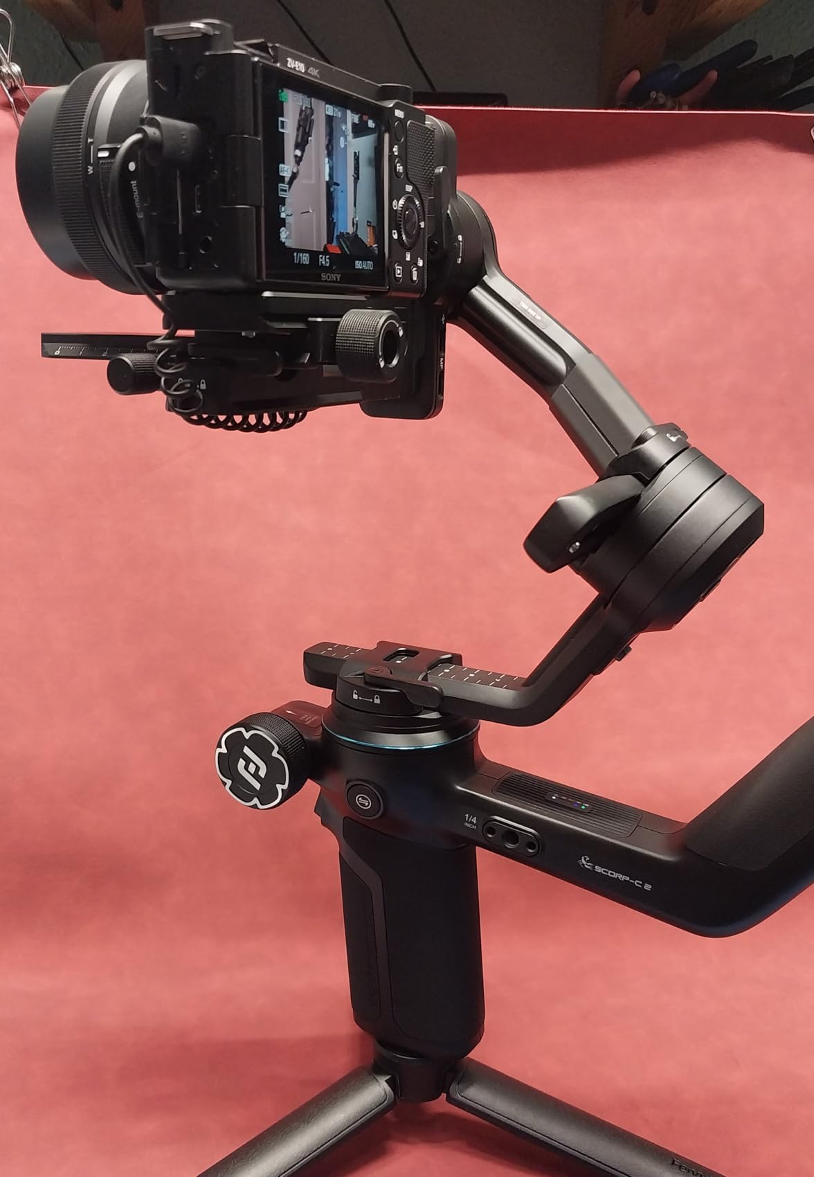 FeiyuTech SCORP C2 AI Tracking Gimbal Stabilizer for Camera, for Mirrorless Vlogging Camera Sony/Canon/Panasonic/Nikon/Fujifilm, Native Vertical Shooting, Max 7.72lb, Bluetooth/TypeC Connect, Gesture Control customer photo 2