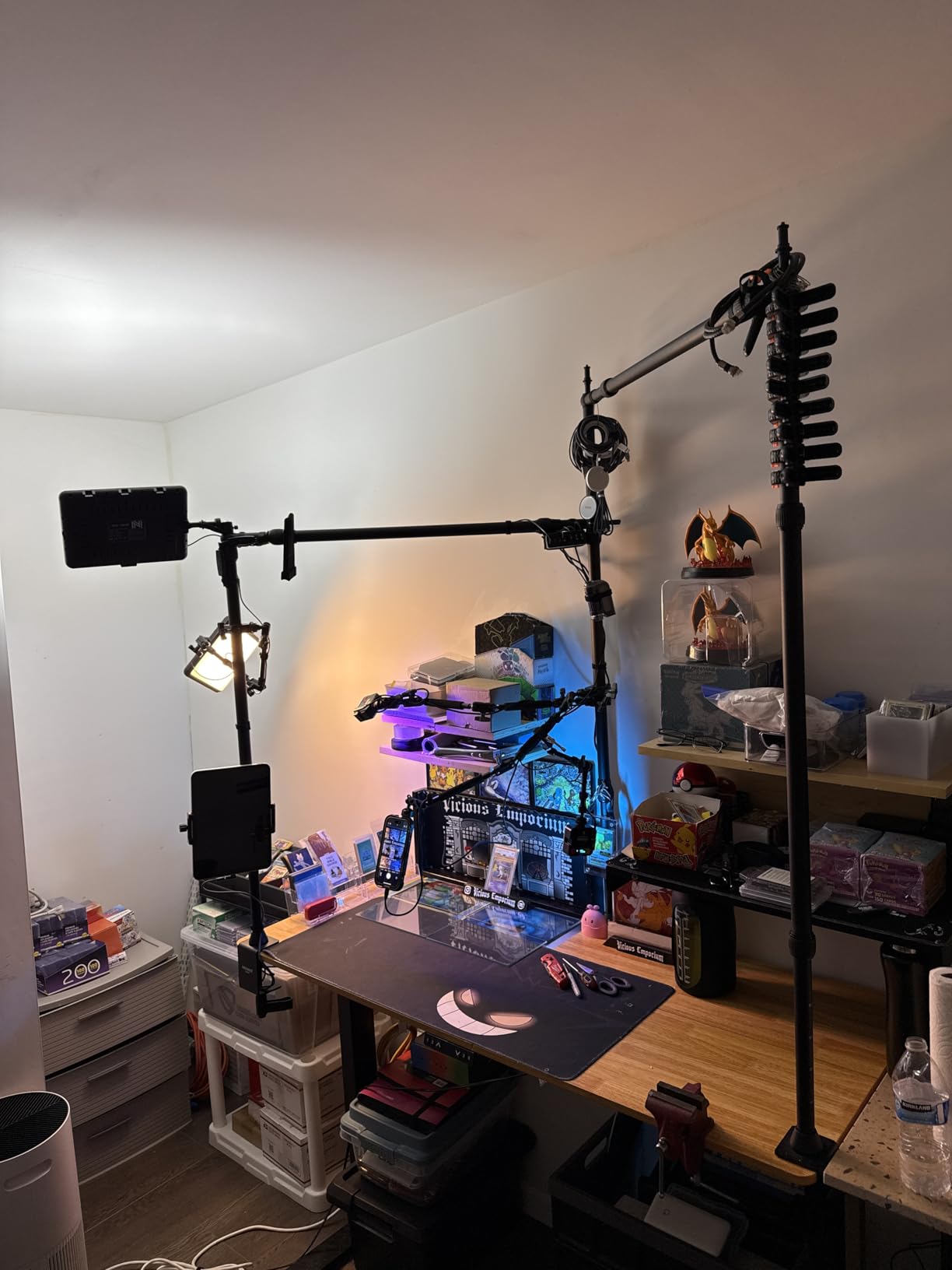 NEEWER Overhead Camera Mount Rig for Top Down Shot with 1s Quick Switch Lock Arca Type QR Plate, Heavy Duty Tabletop Multi Device Stand for Cooking Drawing Crafts Stream, Desk Width≥32
