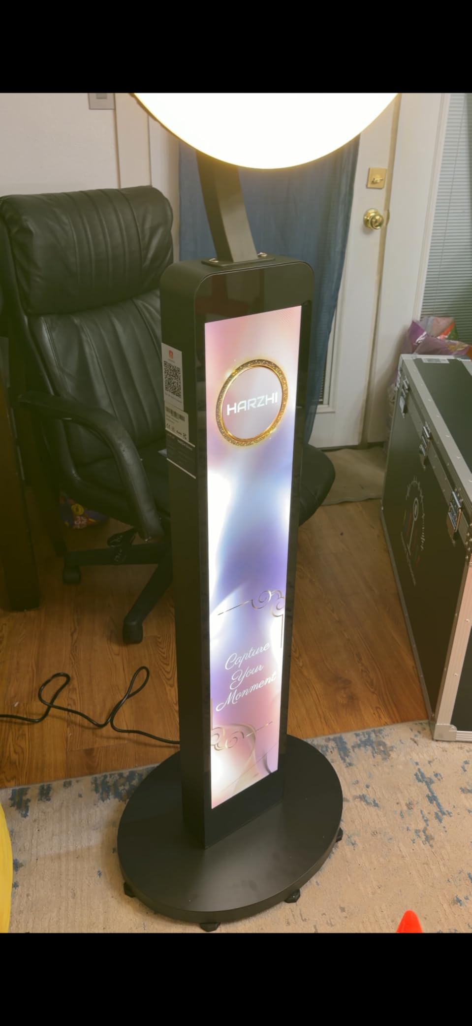 HARZHI Portable Photo Booth Compatible with iPad, Photo Booth Stand Shell, Perfect for Weddings and Parties, Free ChackTok Membership, Free Custom Logo, with Flight Case (Black, Photobooth-Pro) customer photo 1