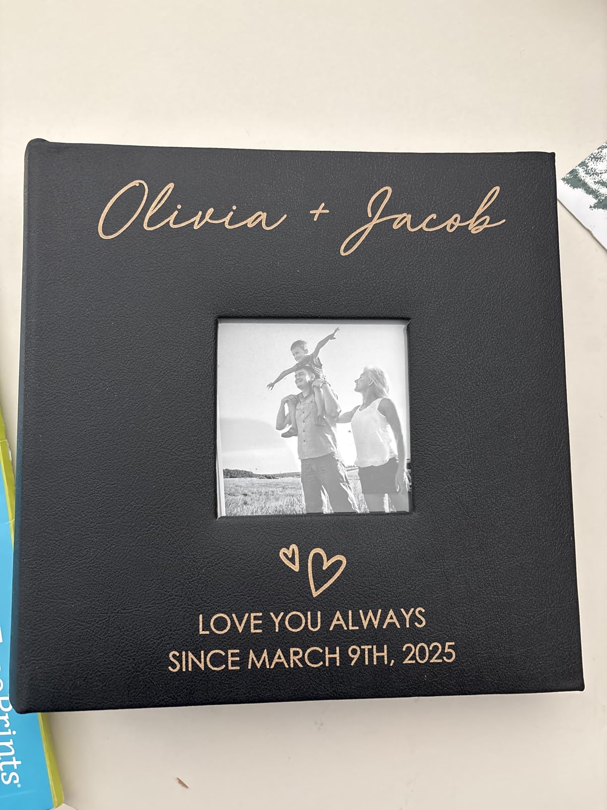 Personalized Wedding Photo Album, Custom Engraved Picture Album, Holds 200 4x6 Photos, Leatherette and Laser Engraved Scrapbook customer photo 1